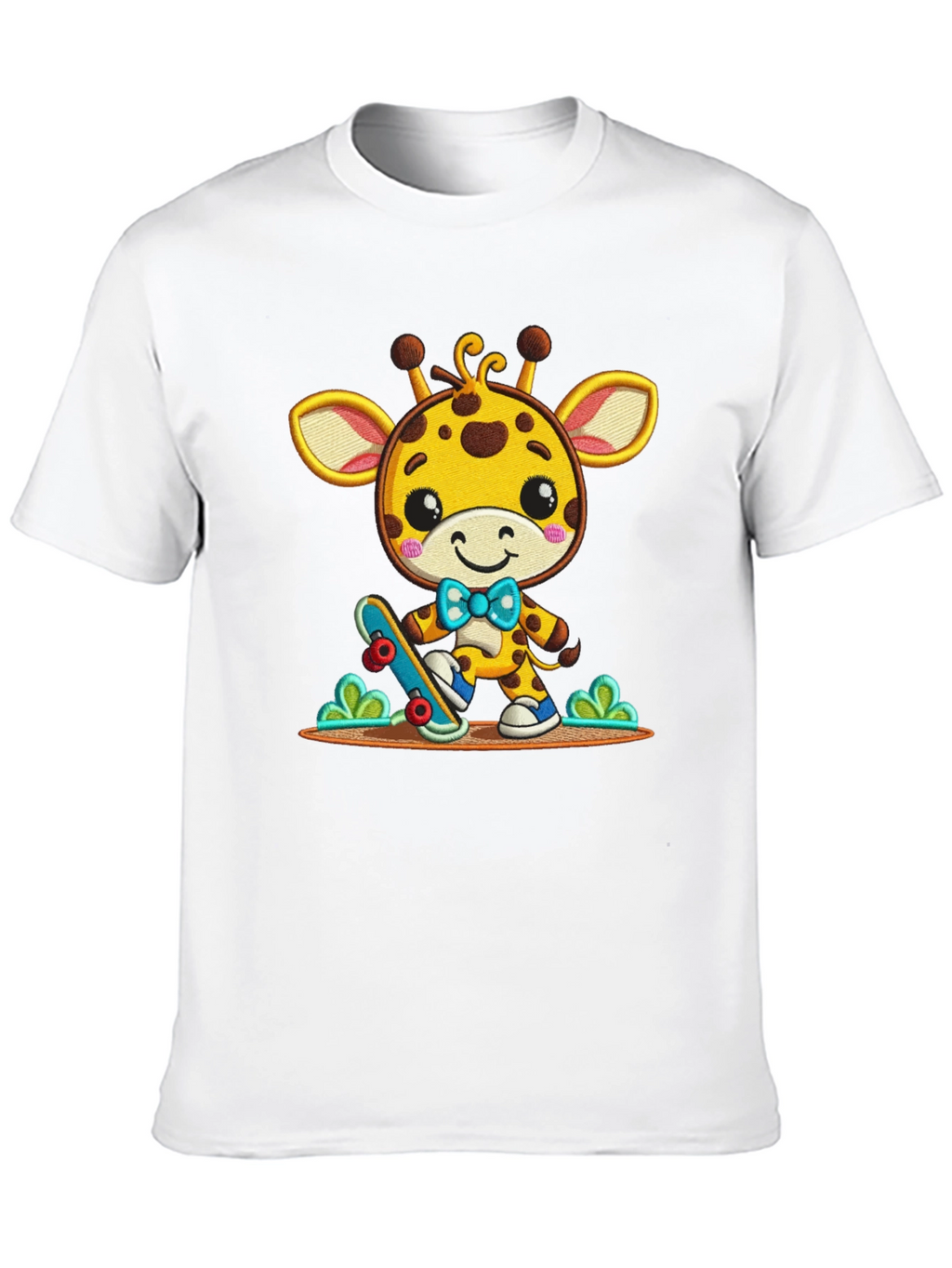 Cute Giraffe Skateboarder Graphic Tee