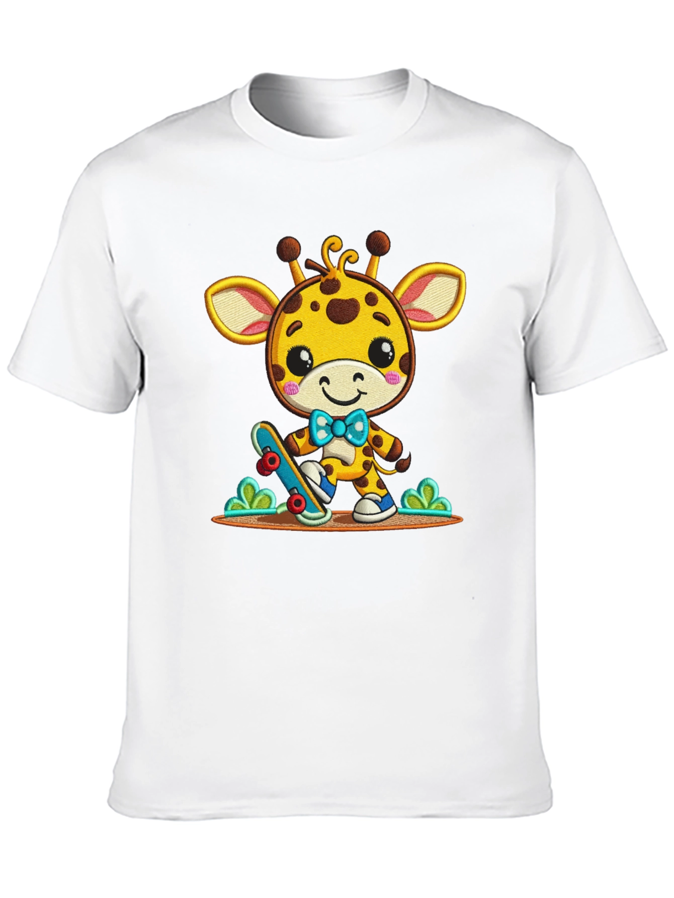 Cute Giraffe Skateboarder Graphic Tee