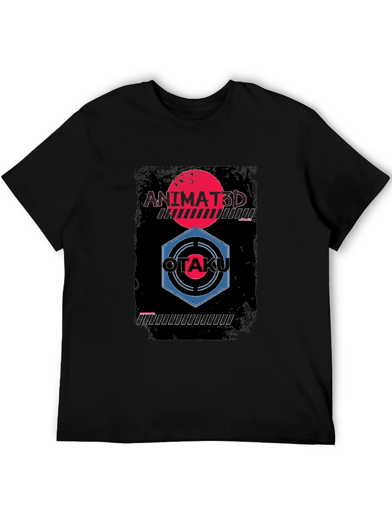 Animated Otaku Graphic Tee - Black
