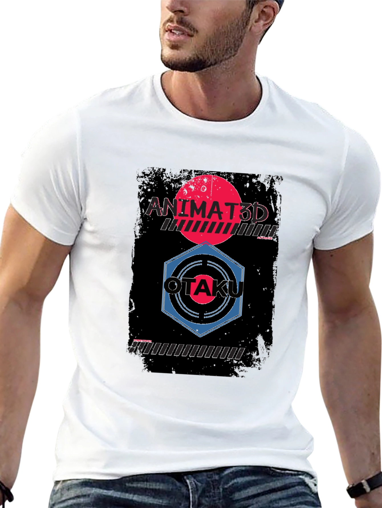 Animated Otaku Graphic Tee - Black