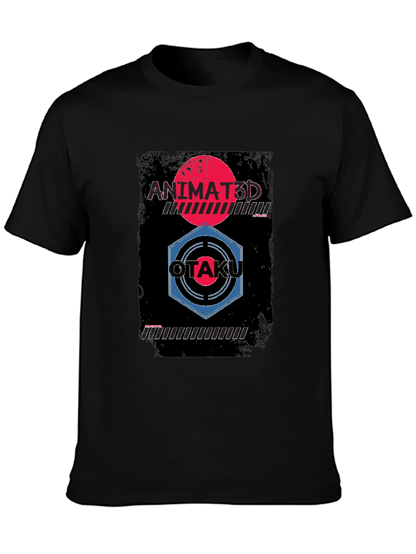 Animated Otaku Graphic Tee - Black