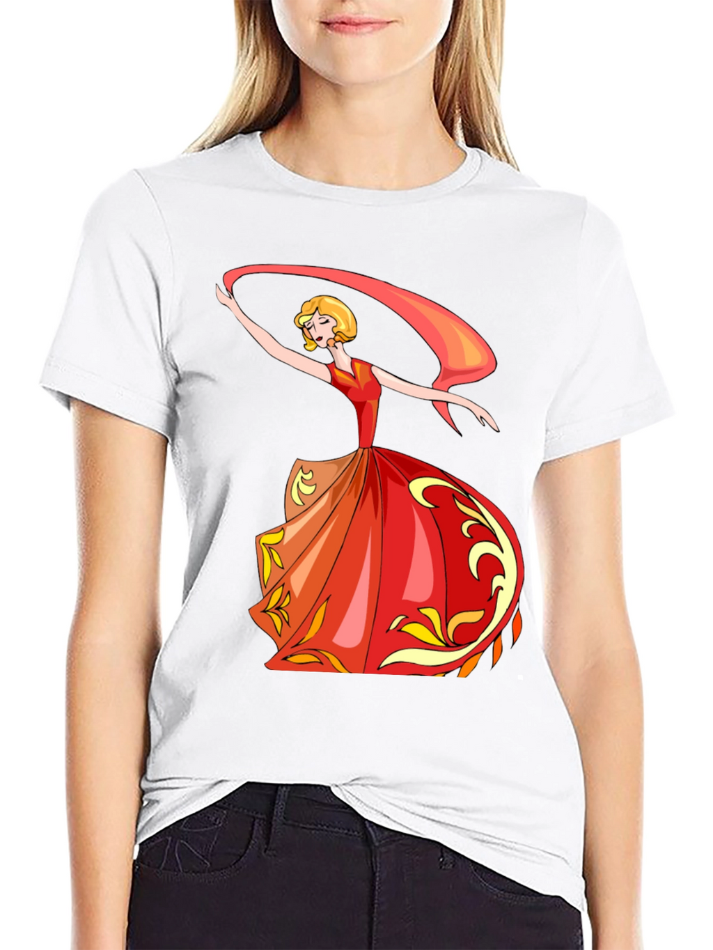 Dancing Woman Graphic Print T-Shirt