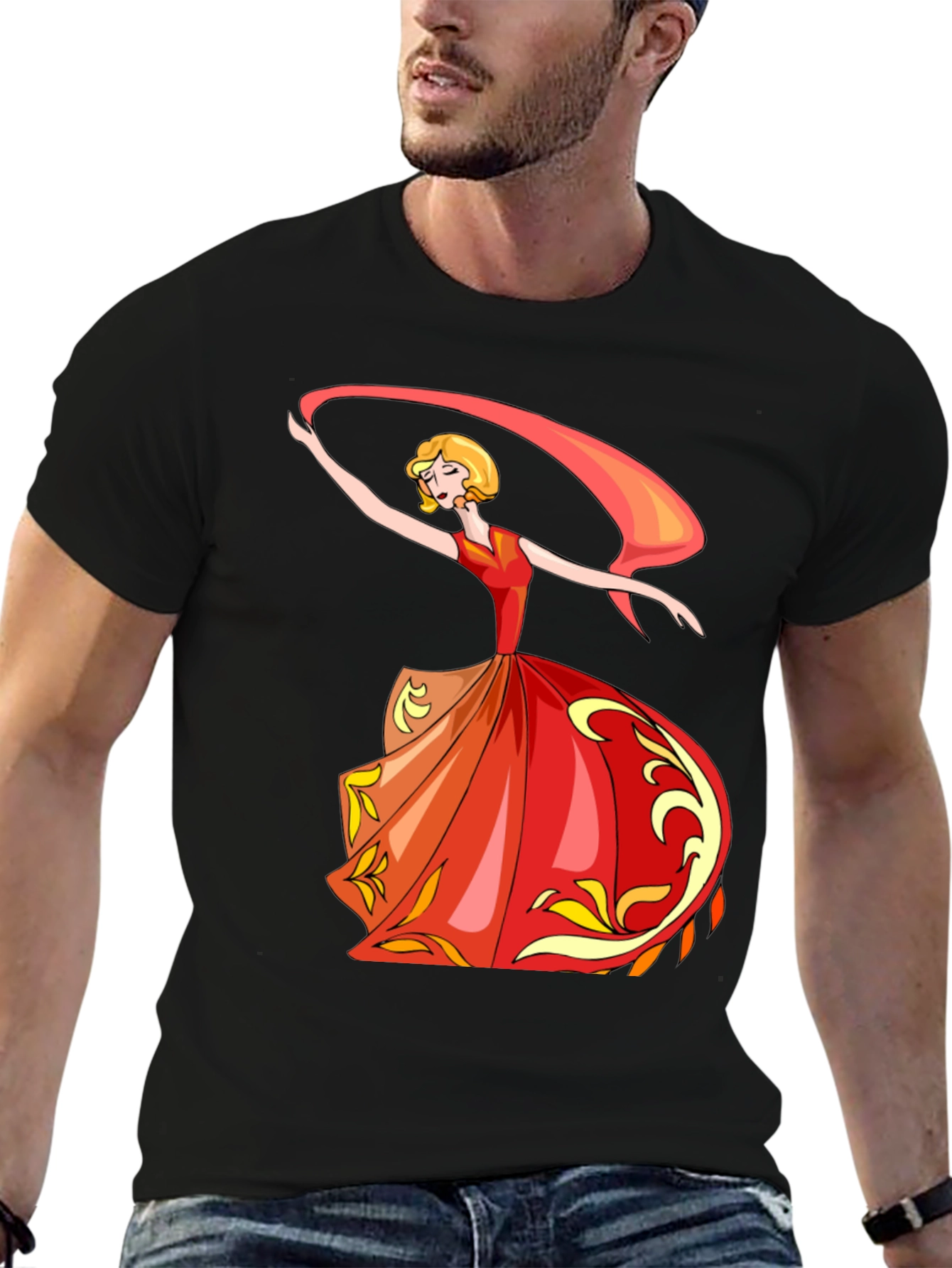 Dancing Woman Graphic Print T-Shirt