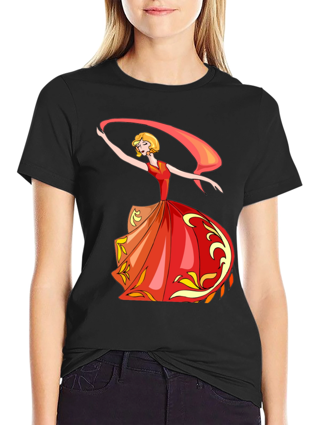 Dancing Woman Graphic Print T-Shirt