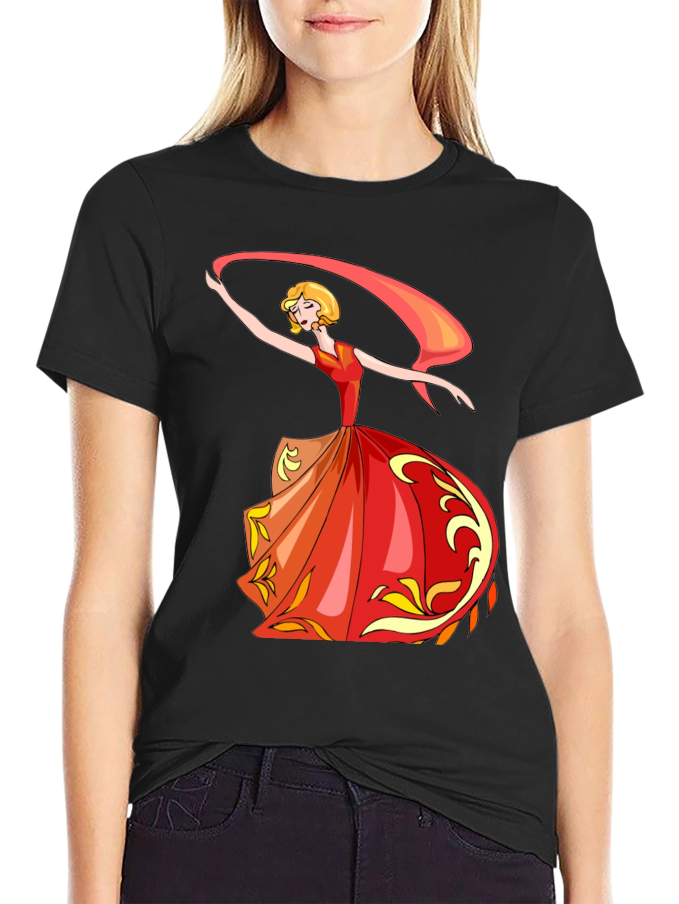 Dancing Woman Graphic Print T-Shirt