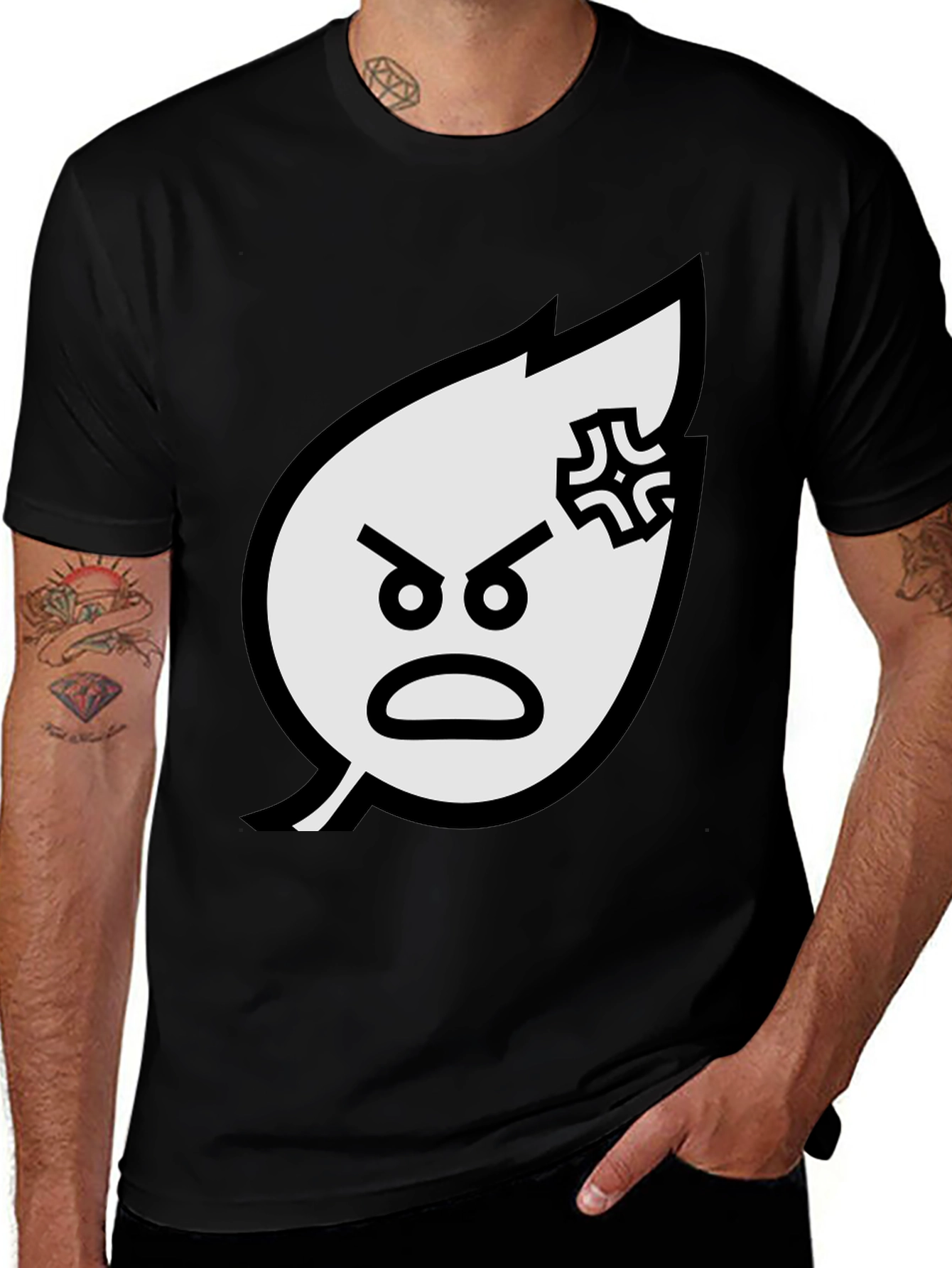 Angry Leaf Graphic Tee - Black Cotton T-Shirt