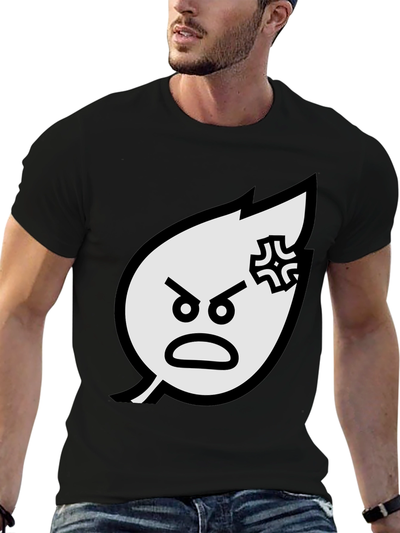 Angry Leaf Graphic Tee - Black Cotton T-Shirt