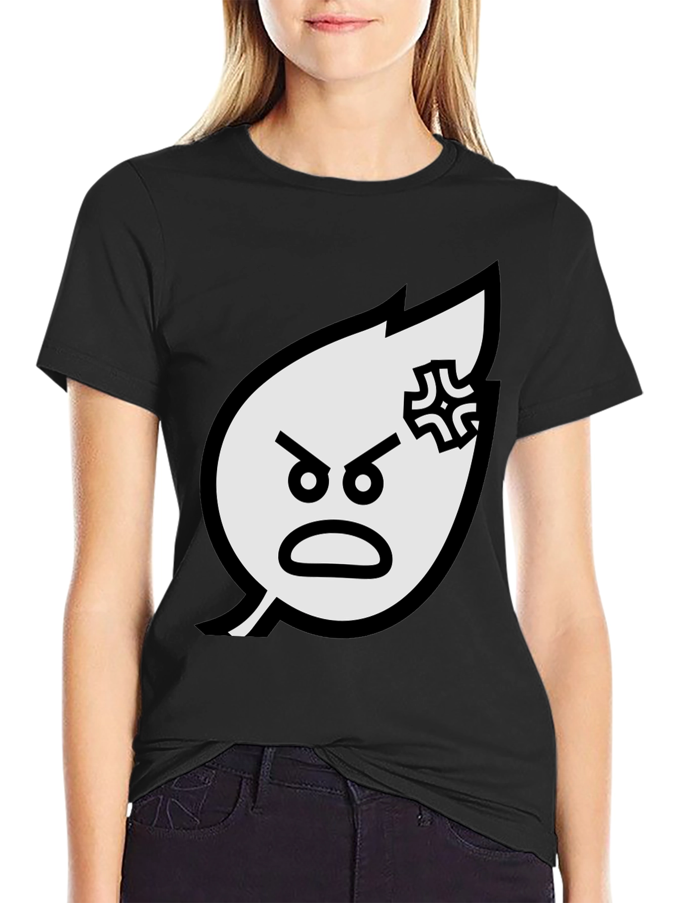 Angry Leaf Graphic Tee - Black Cotton T-Shirt
