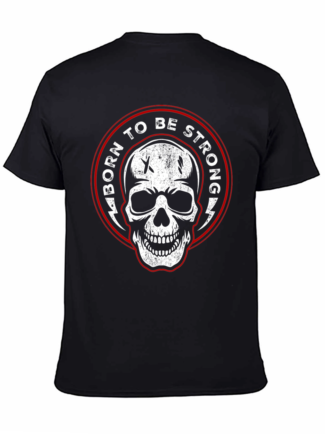 Born to be Strong Skull Graphic Black T-Shirt