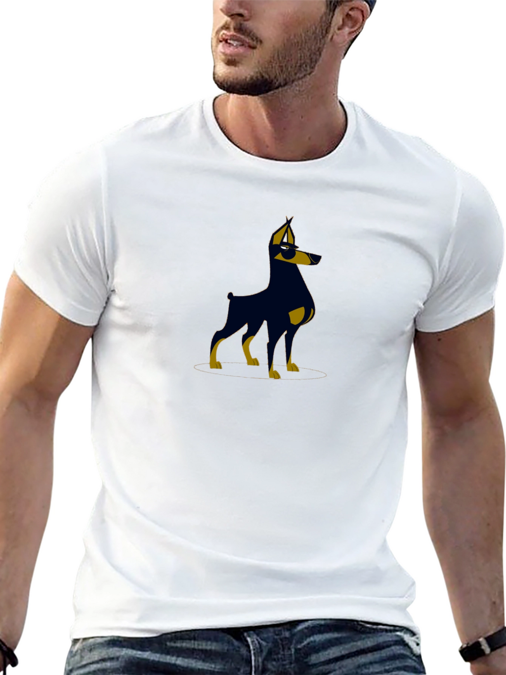 Cool Doberman Graphic Tee - Black
