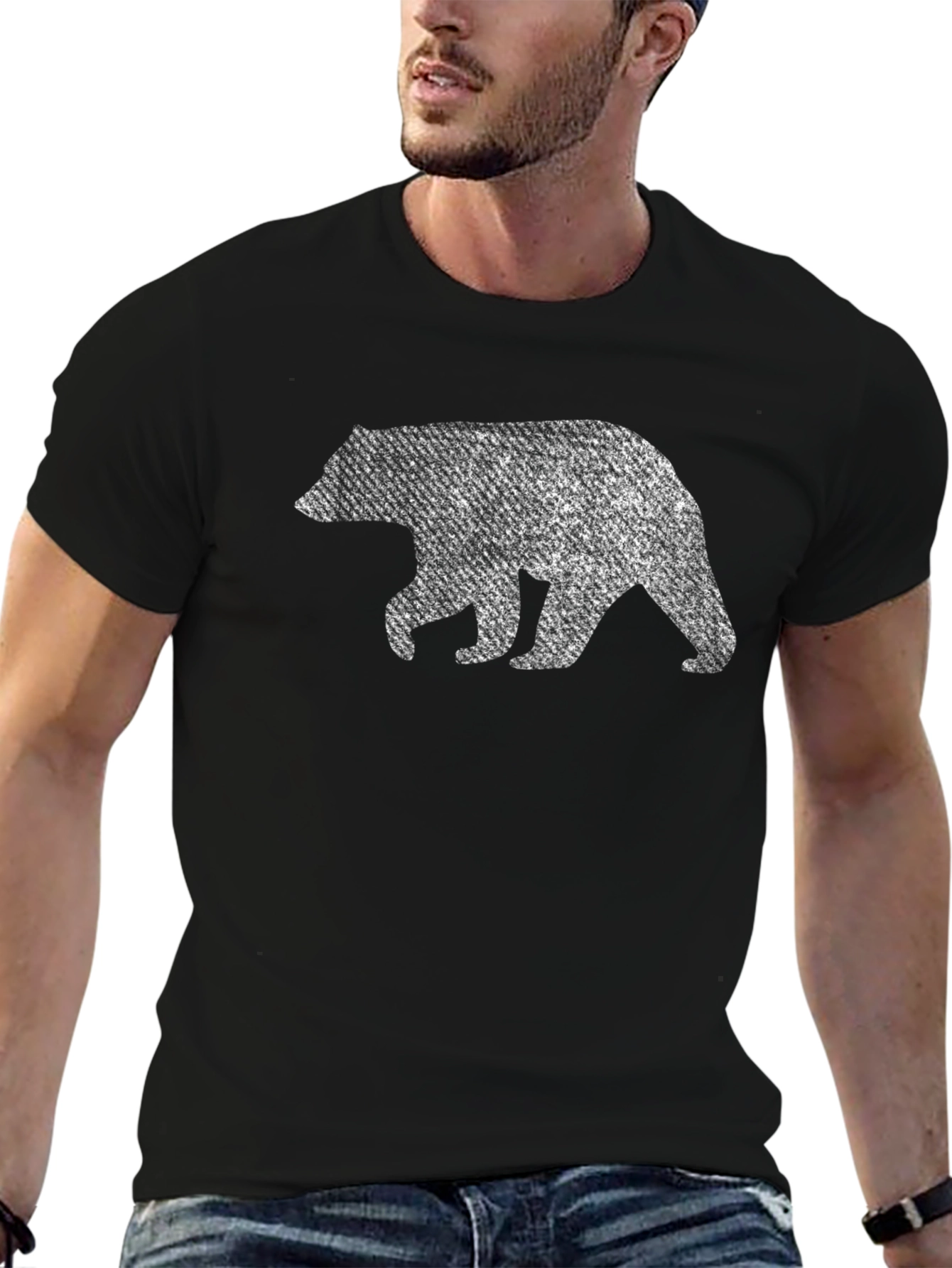 Bear Graphic Print Crew Neck T-Shirt