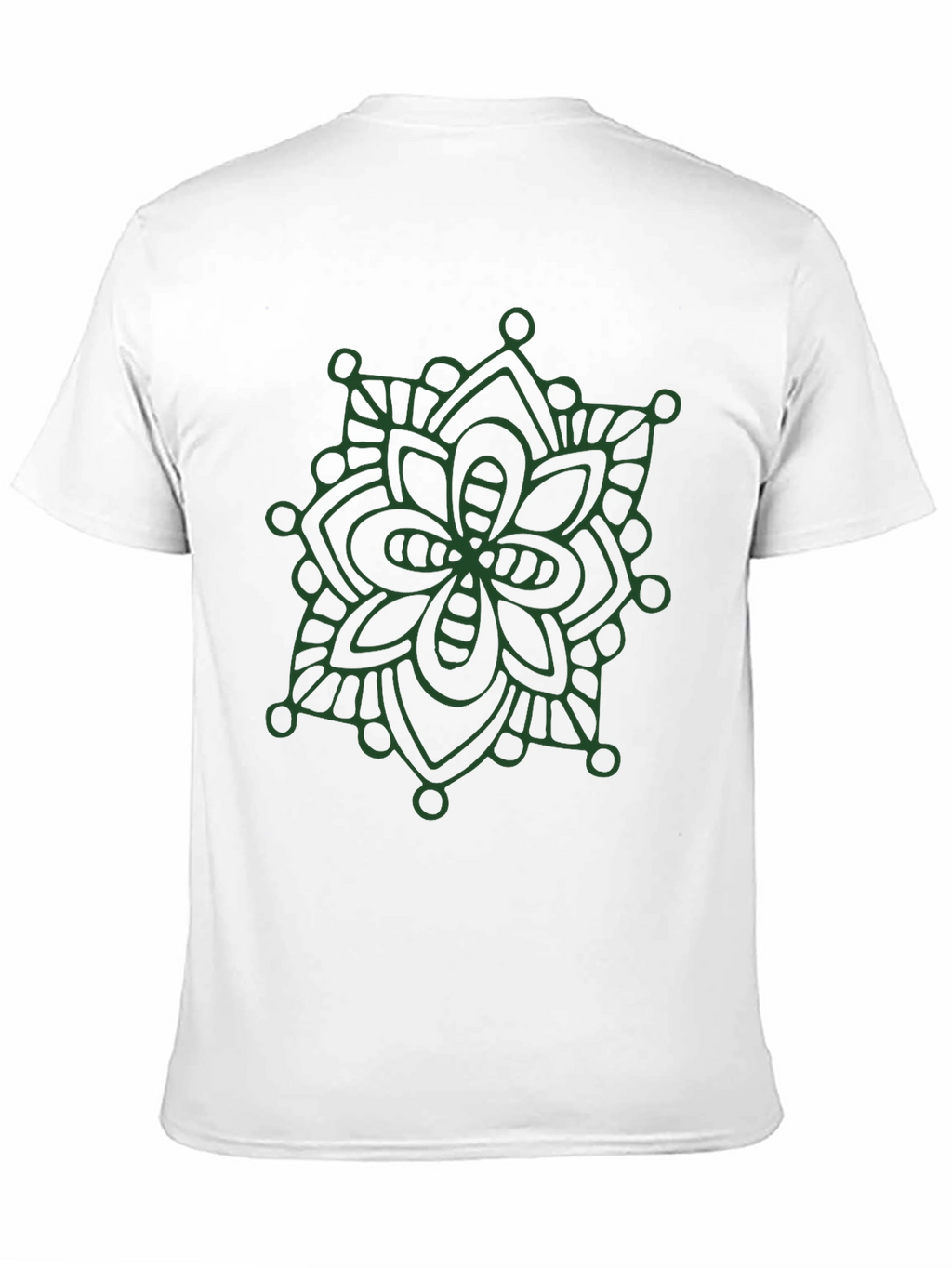 Black T-Shirt with Green Mandala Design