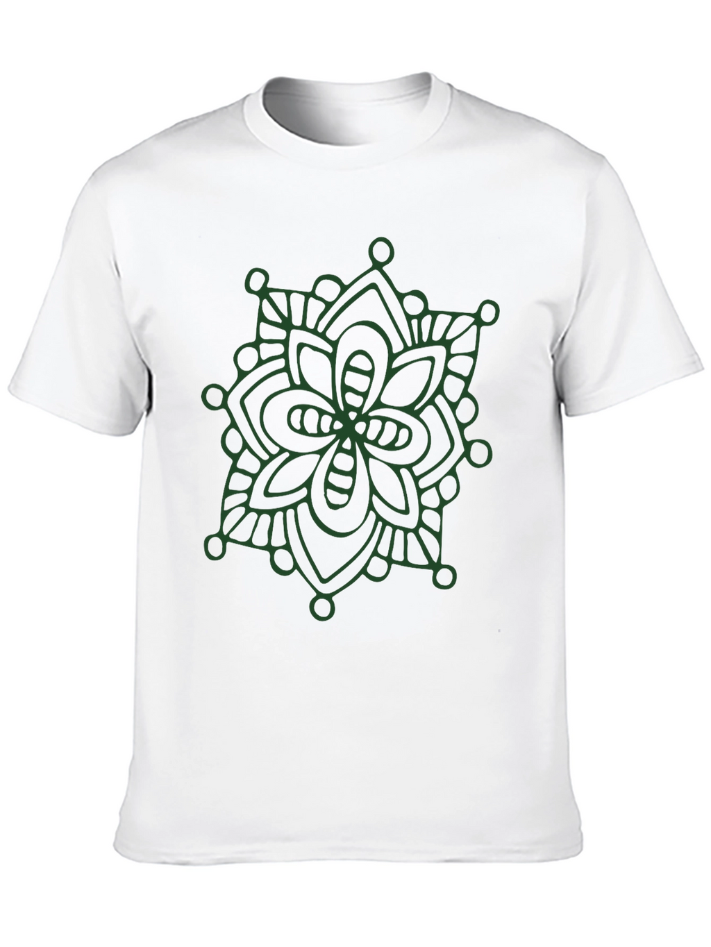 Black T-Shirt with Green Mandala Design
