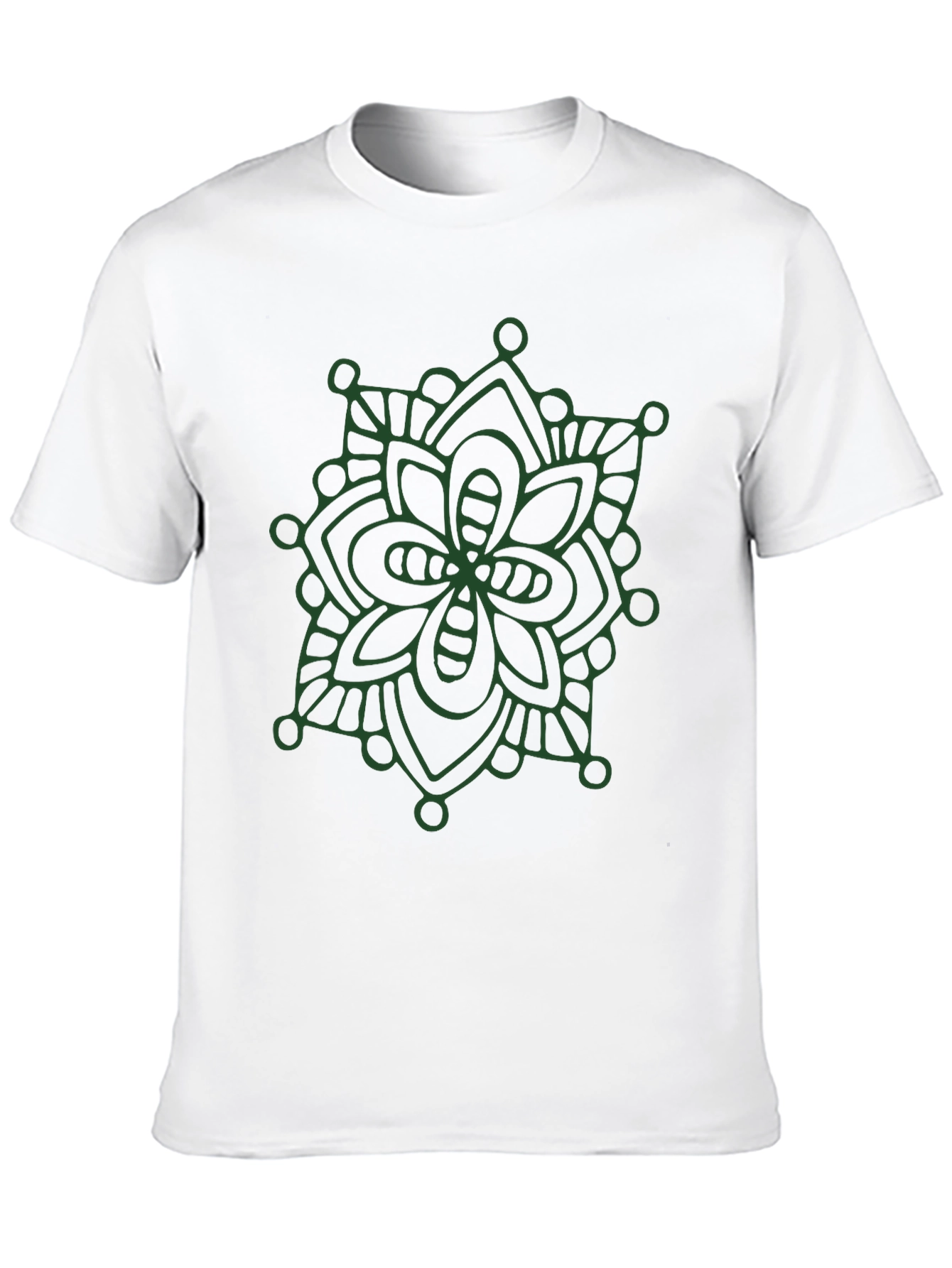 Black T-Shirt with Green Mandala Design