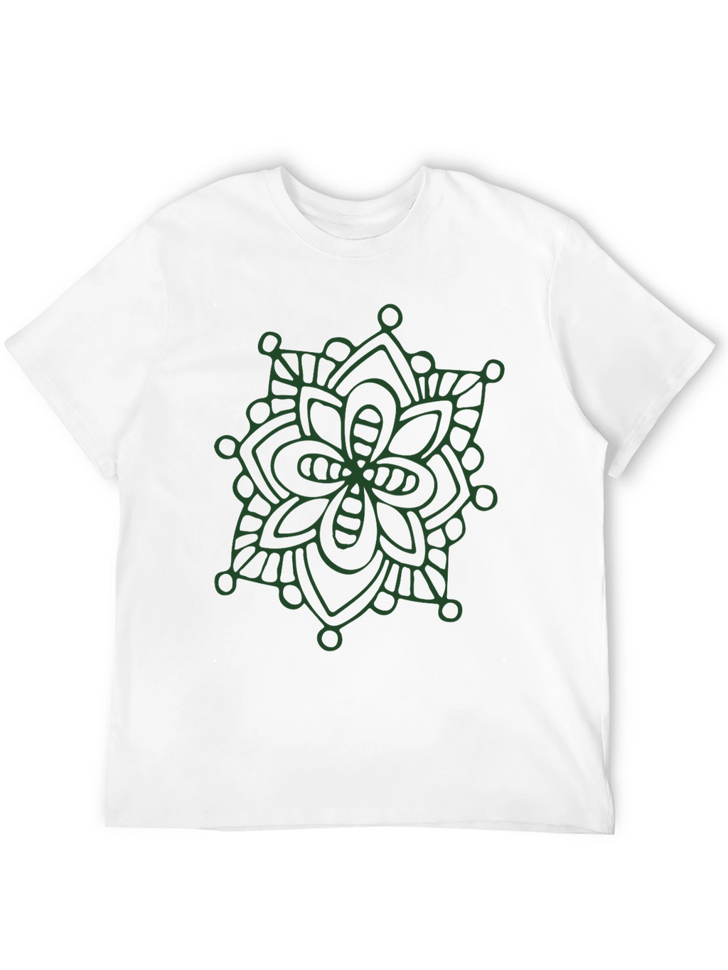 Black T-Shirt with Green Mandala Design