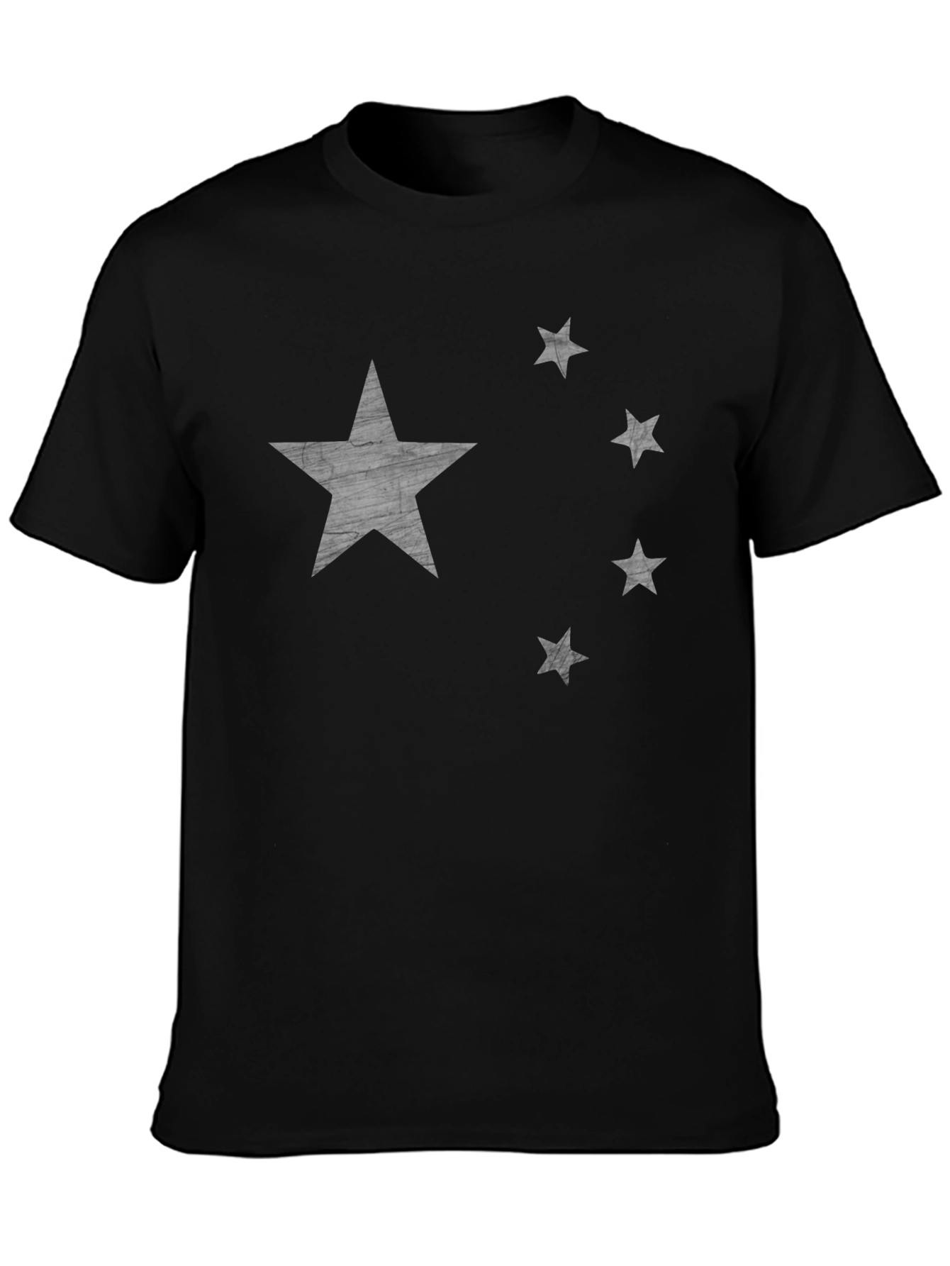 Distressed Star Graphic Tee - Black Cotton Shirt
