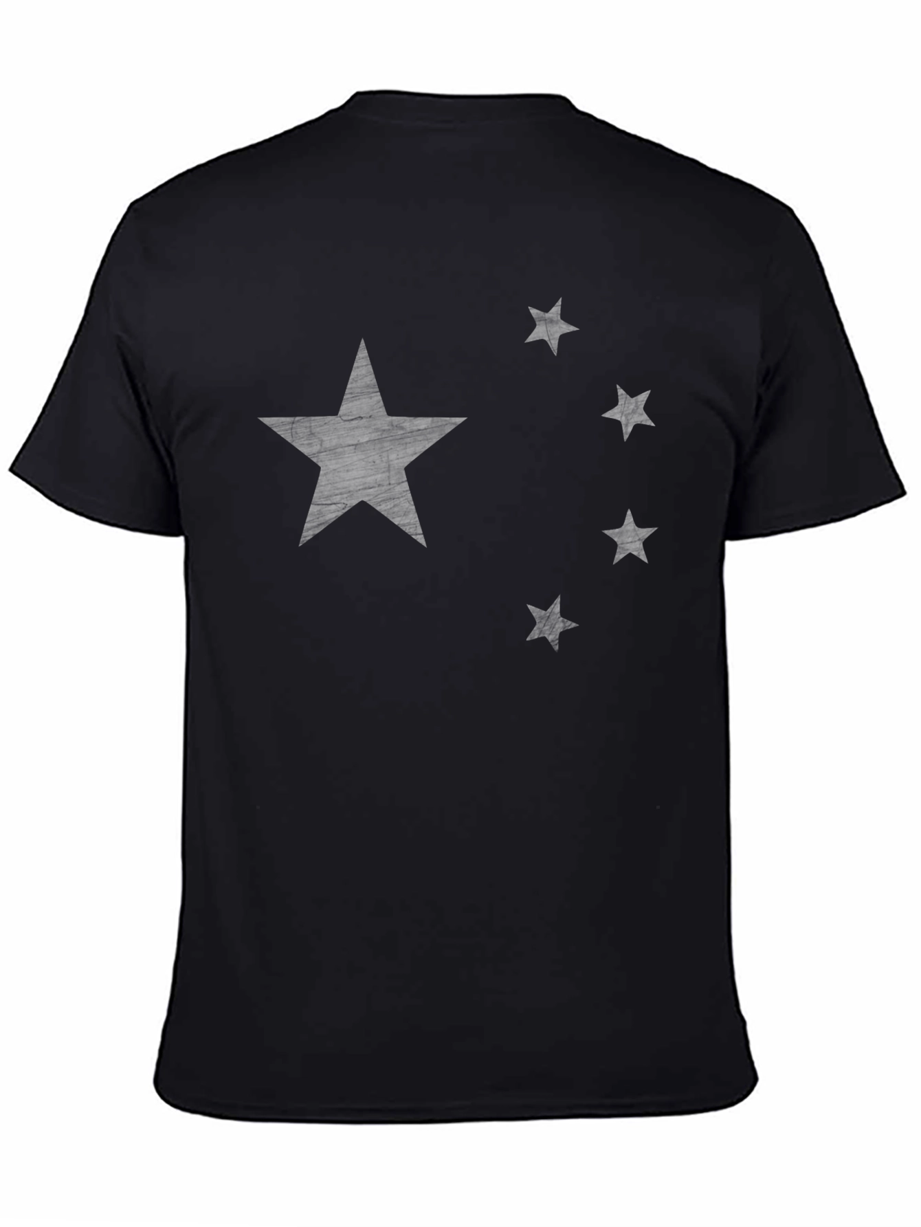 Distressed Star Graphic Tee - Black Cotton Shirt