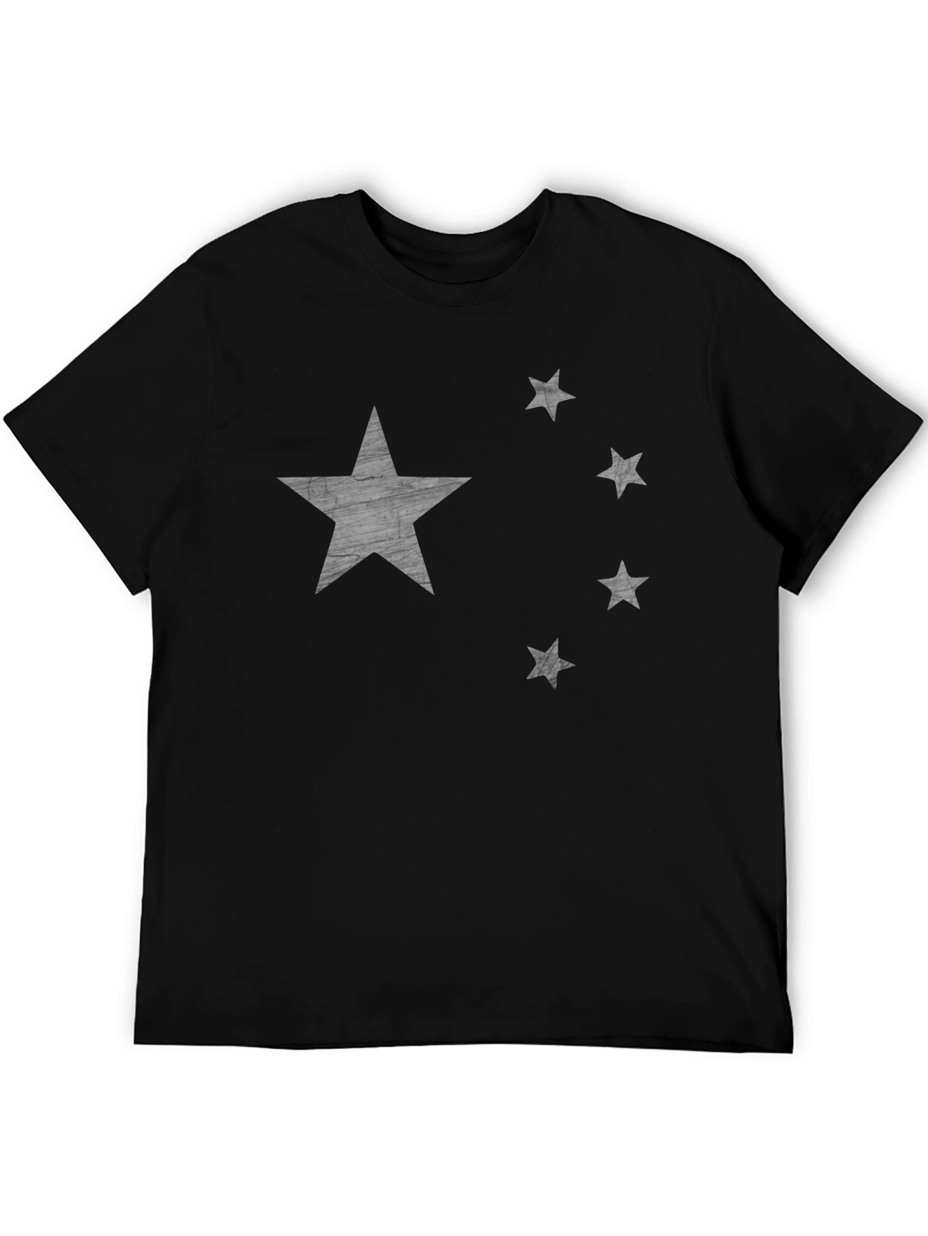 Distressed Star Graphic Tee - Black Cotton Shirt