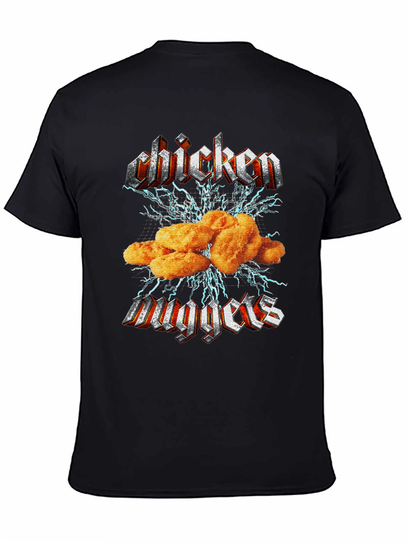Chicken Nuggets Rock Band Graphic Tee - Black Cotton