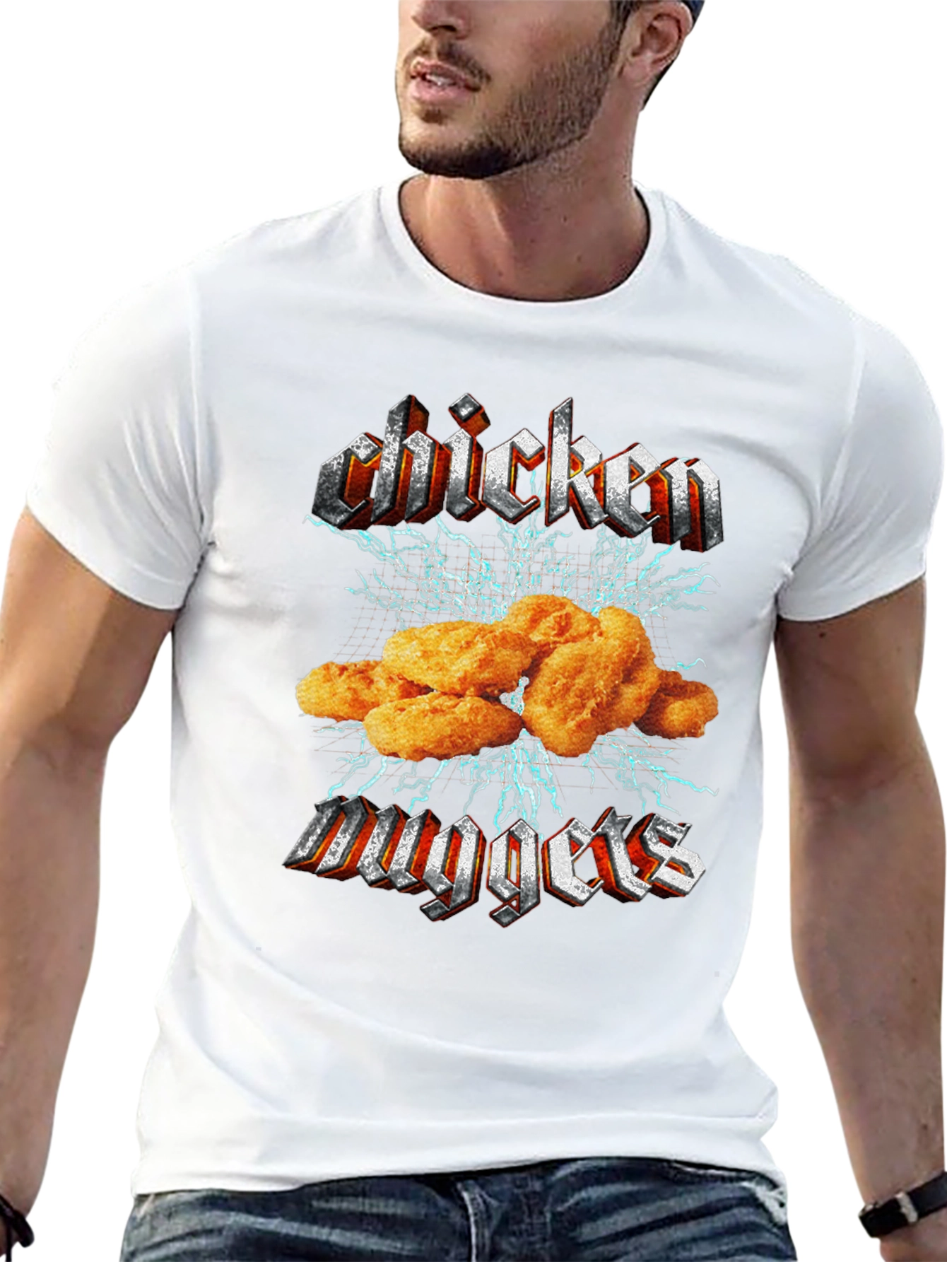 Chicken Nuggets Rock Band Graphic Tee - Black Cotton