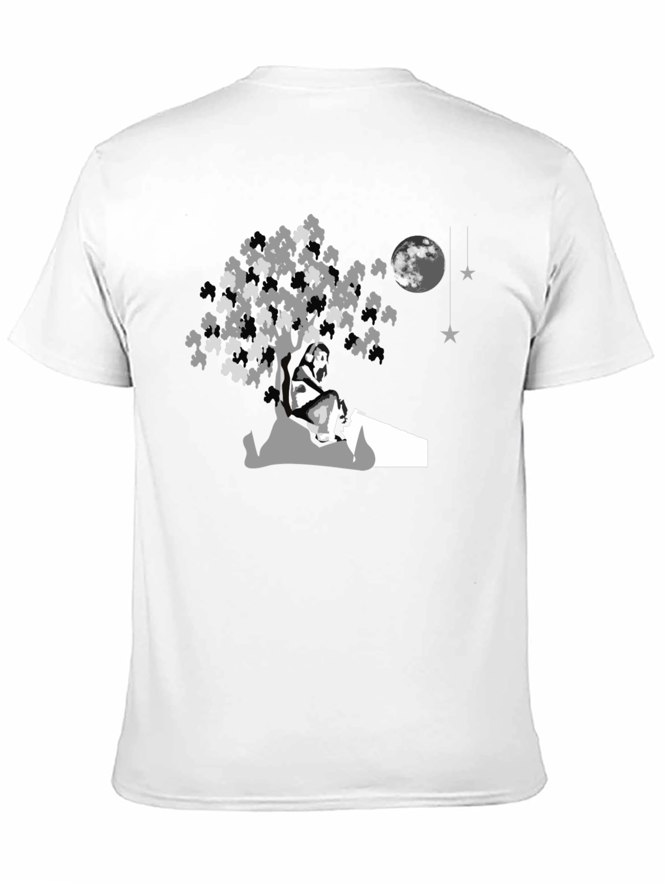 Moonlit Tree Graphic Tee - Black Cotton Comfort