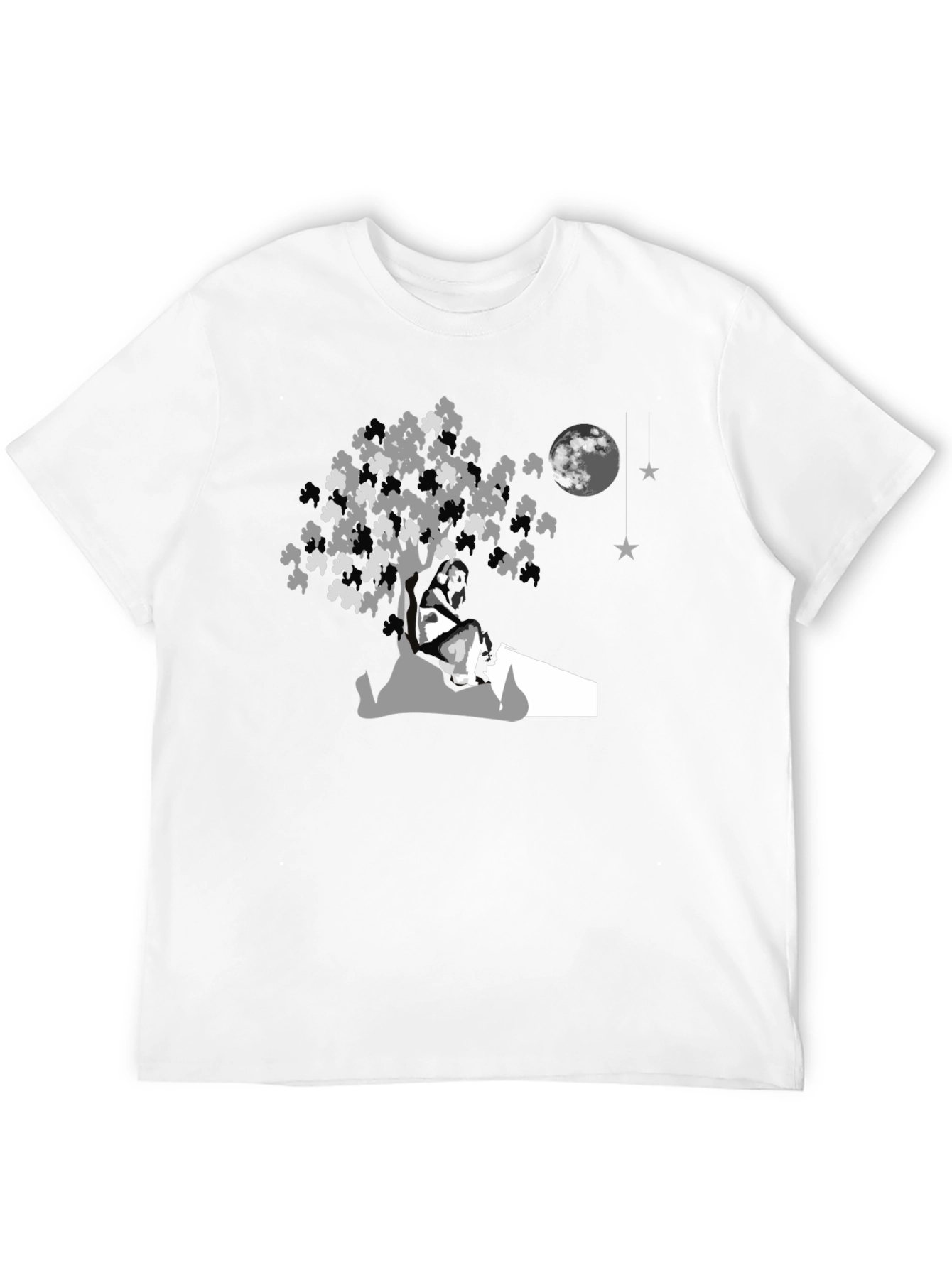 Moonlit Tree Graphic Tee - Black Cotton Comfort