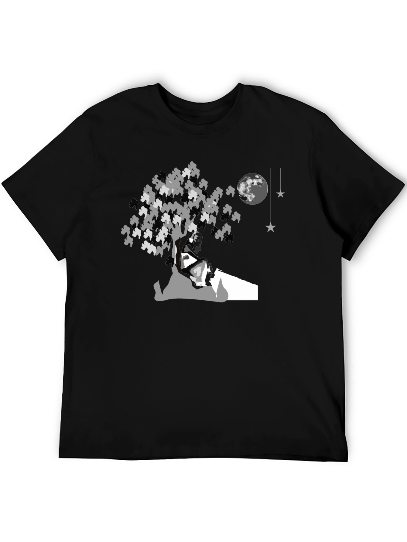 Moonlit Tree Graphic Tee - Black Cotton Comfort
