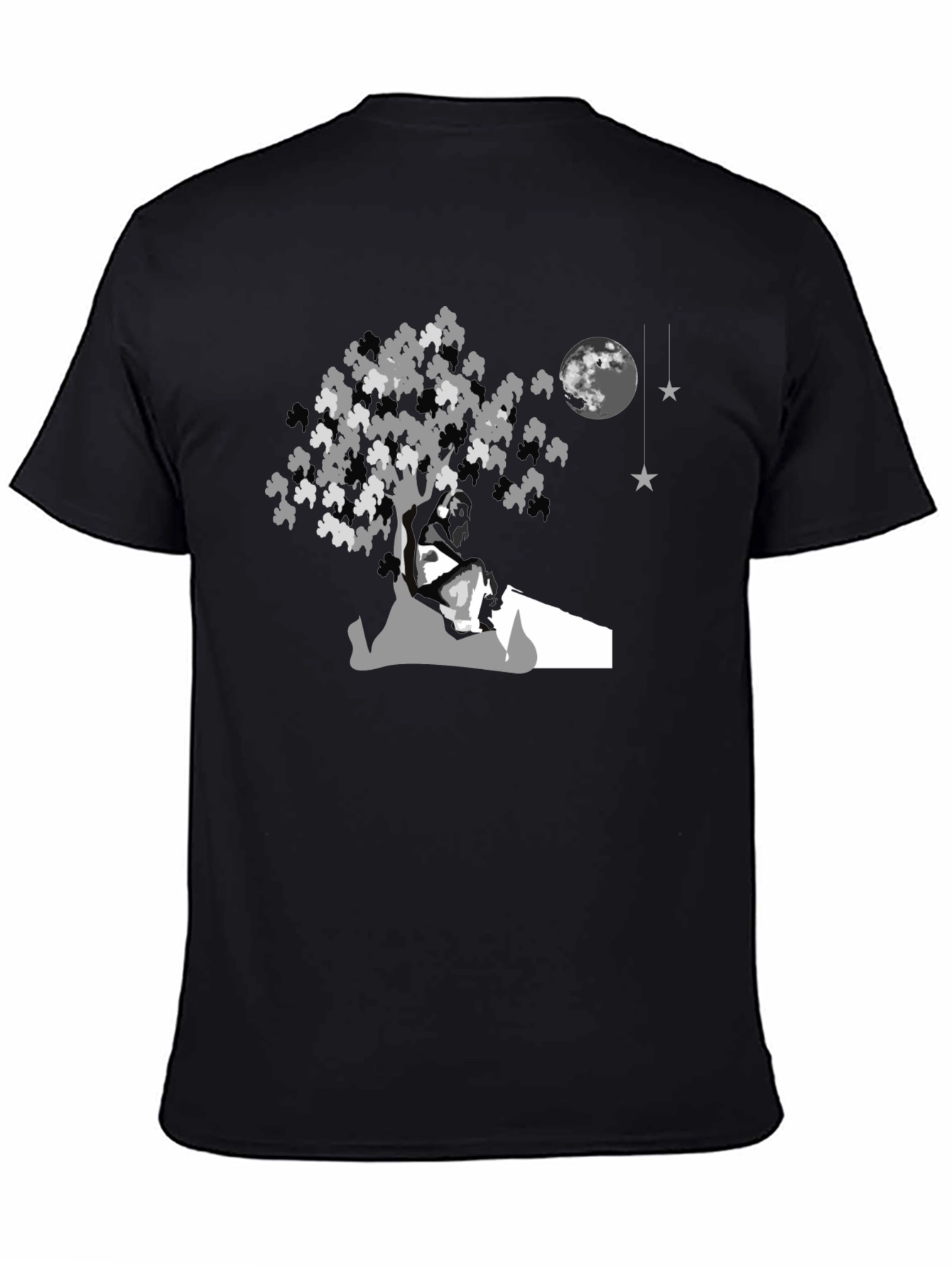 Moonlit Tree Graphic Tee - Black Cotton Comfort