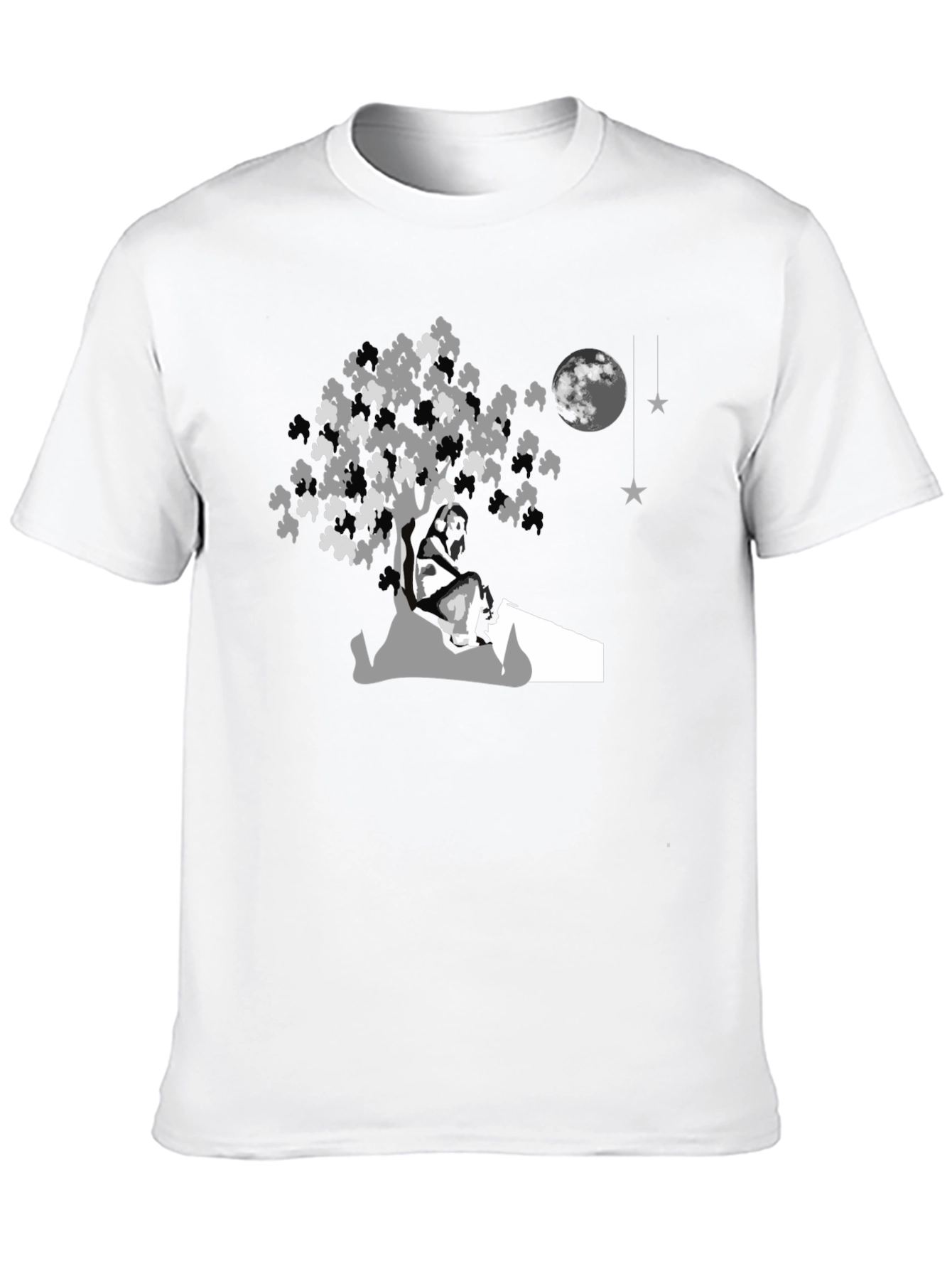 Moonlit Tree Graphic Tee - Black Cotton Comfort