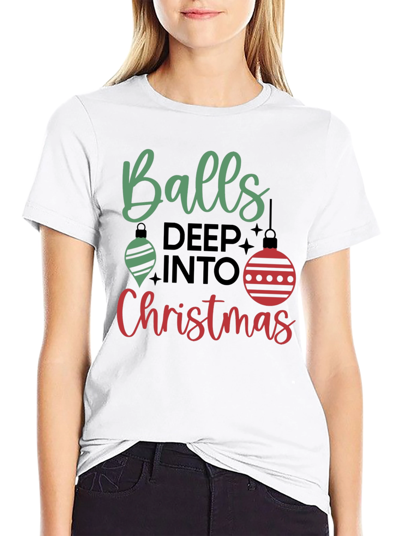 Balls Deep Into Christmas Holiday Graphic Tee