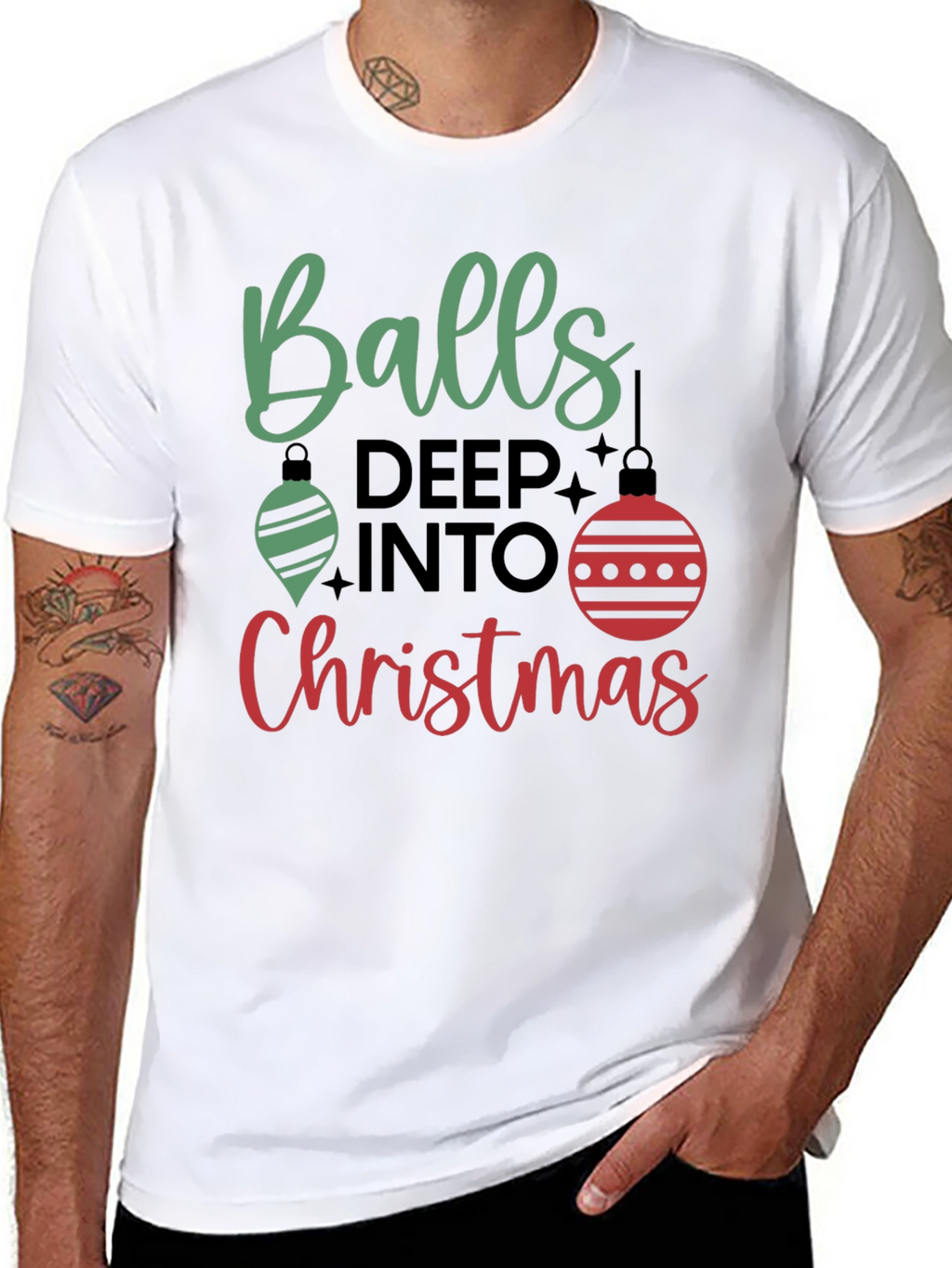 Balls Deep Into Christmas Holiday Graphic Tee