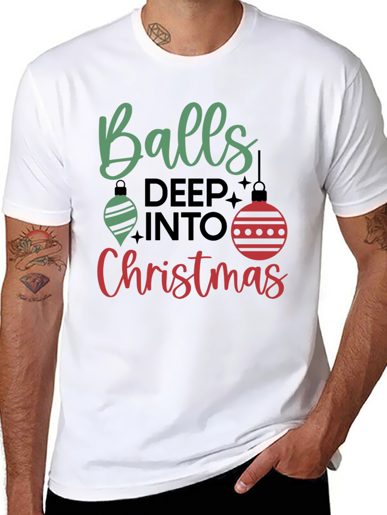 Balls Deep Into Christmas Holiday Graphic Tee