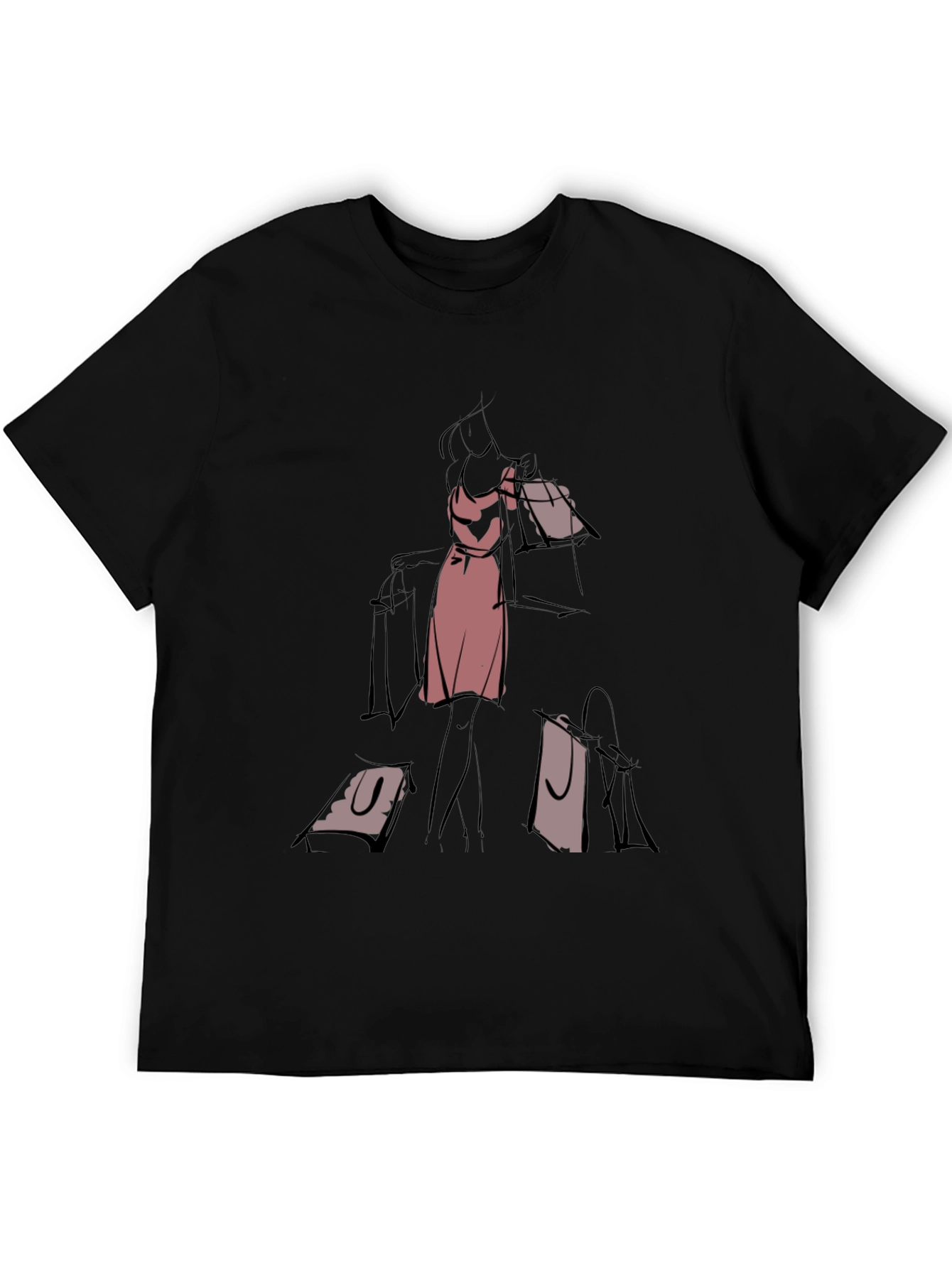 Sketch Style Shopper T-Shirt - Classic Black Tee