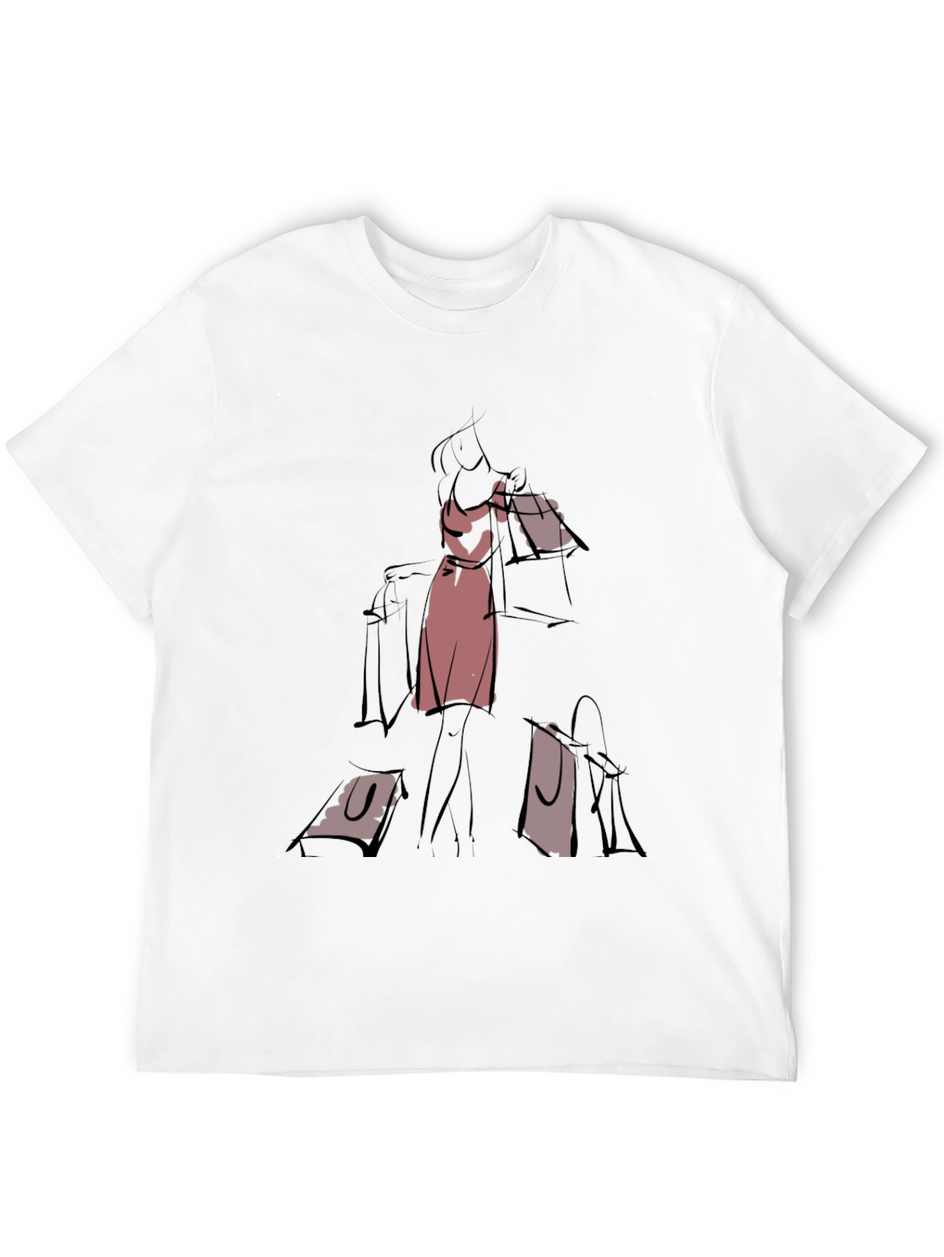 Sketch Style Shopper T-Shirt - Classic Black Tee