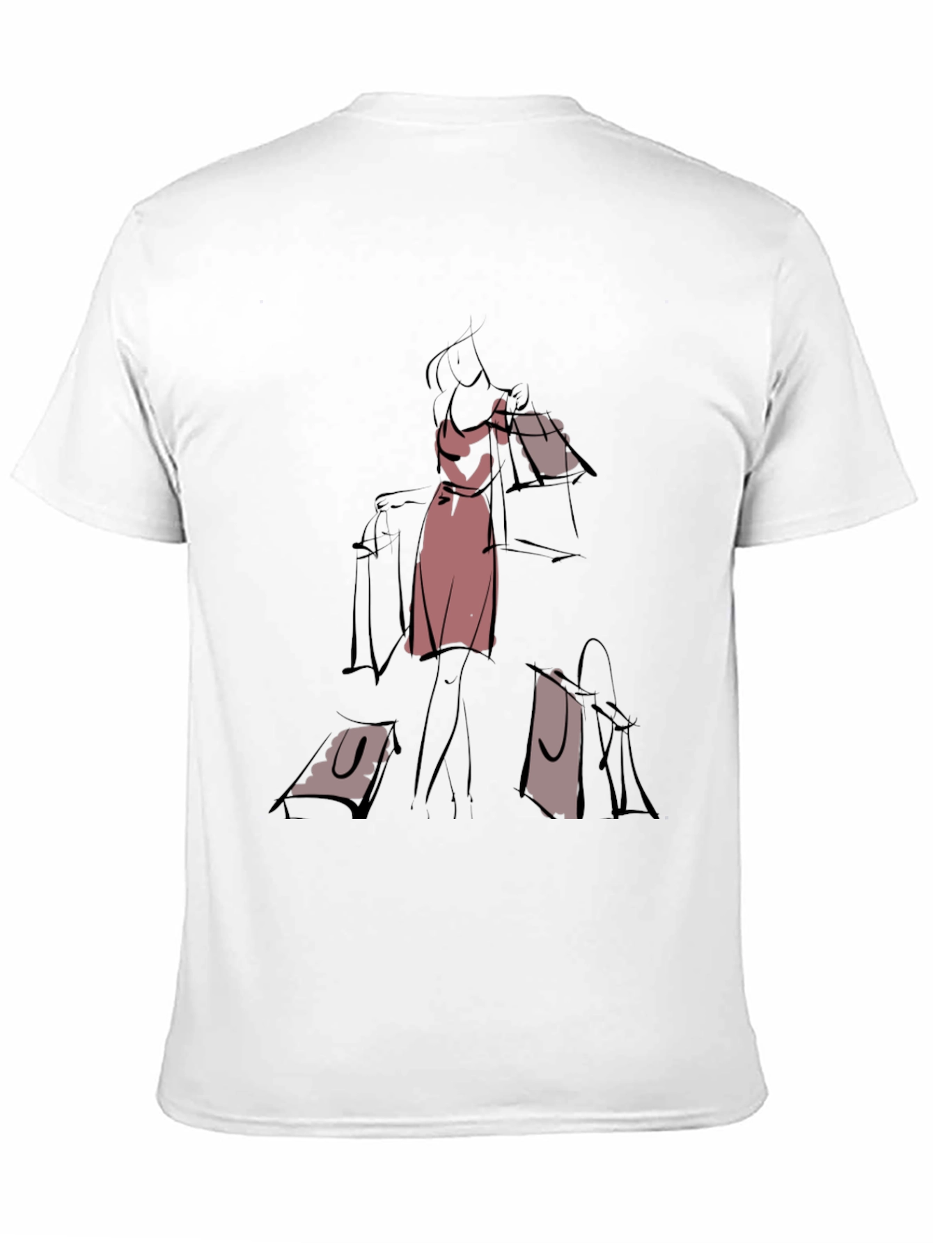 Sketch Style Shopper T-Shirt - Classic Black Tee