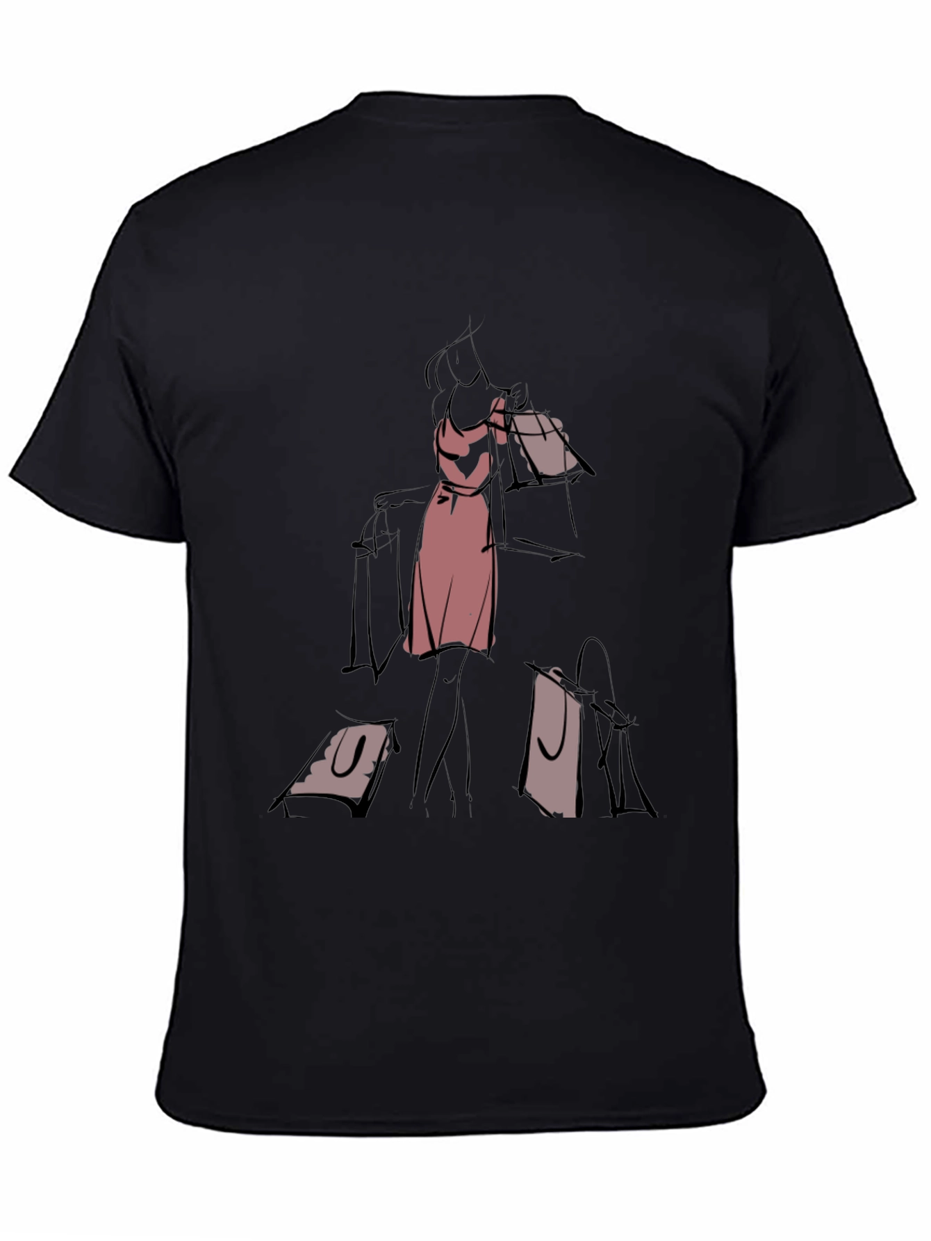 Sketch Style Shopper T-Shirt - Classic Black Tee