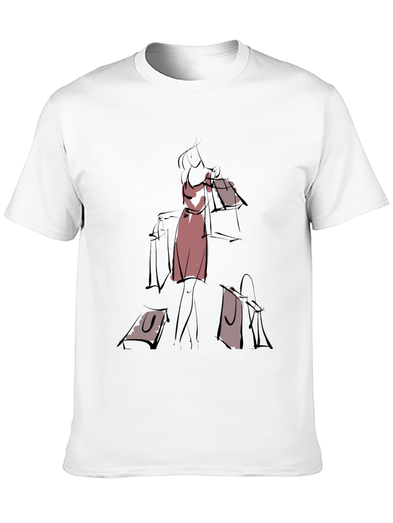 Sketch Style Shopper T-Shirt - Classic Black Tee