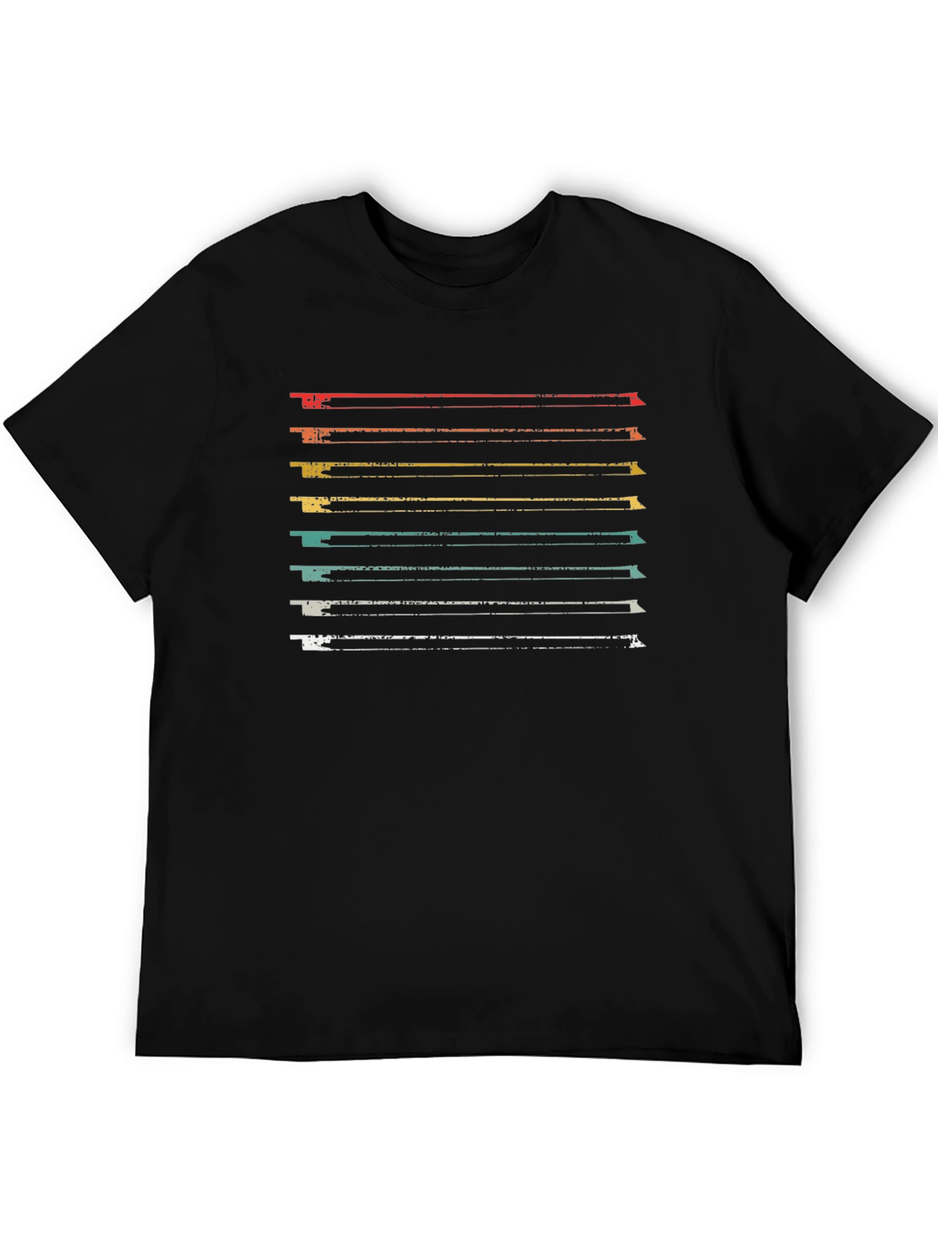 Retro Striped Graphic Tee - Soft Black Cotton
