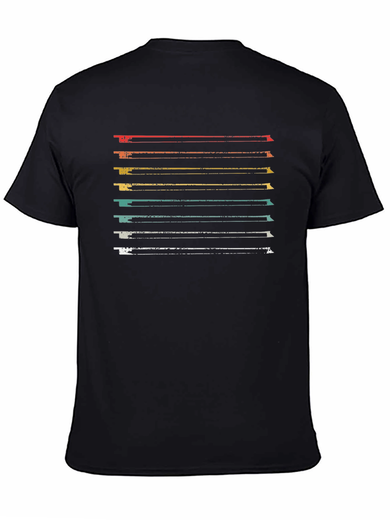 Retro Striped Graphic Tee - Soft Black Cotton