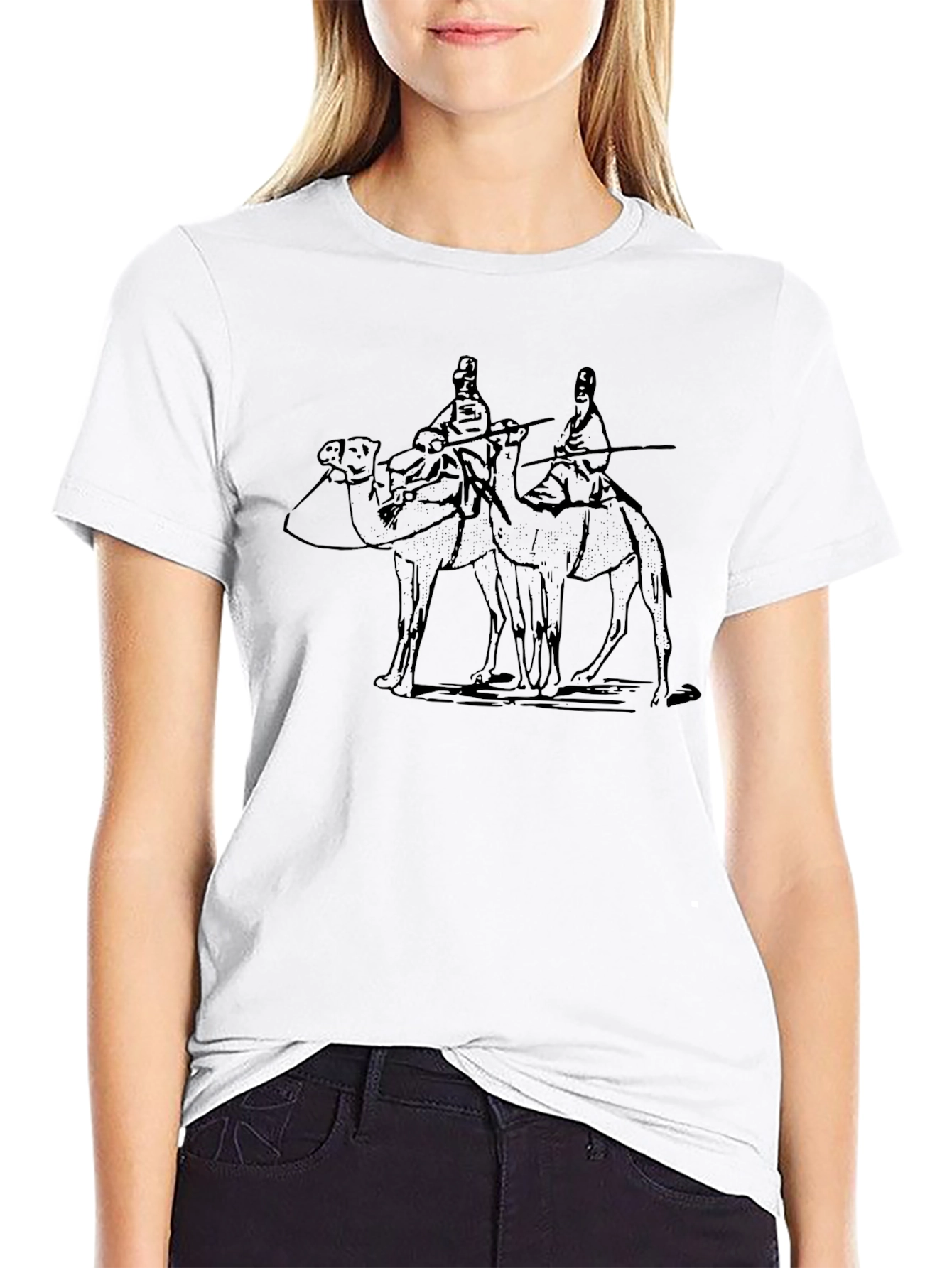Camel Riders Graphic Tee - Black Cotton T-Shirt