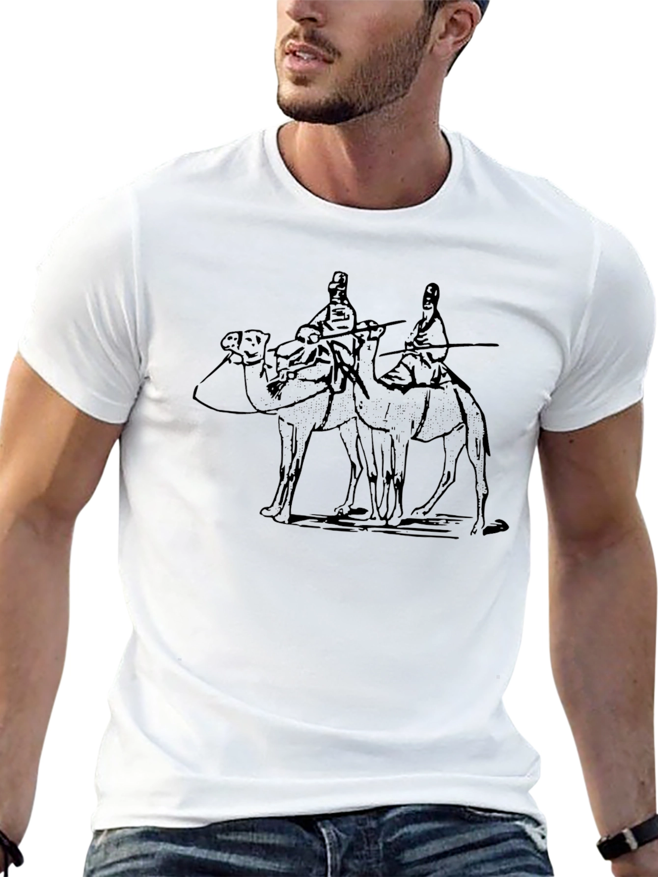 Camel Riders Graphic Tee - Black Cotton T-Shirt