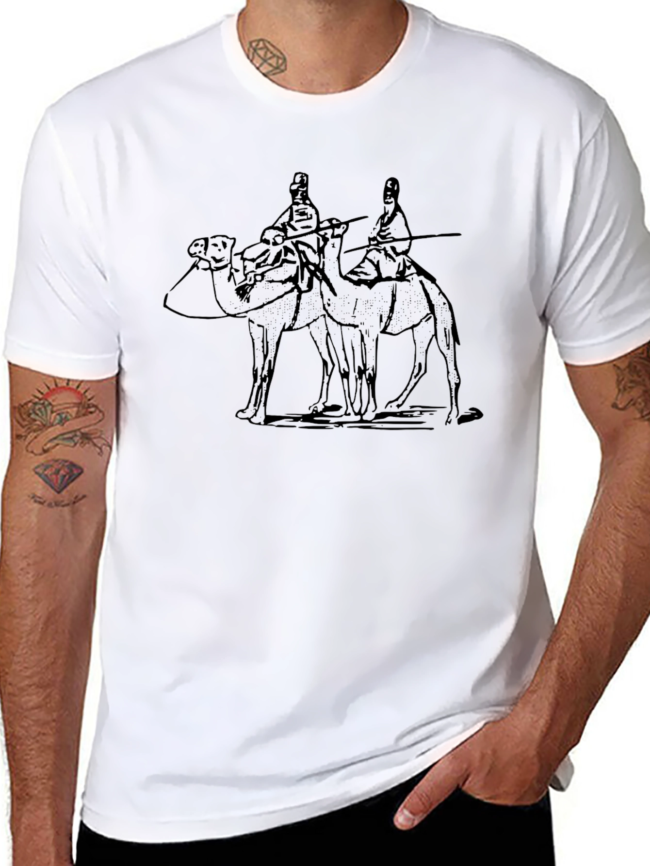 Camel Riders Graphic Tee - Black Cotton T-Shirt