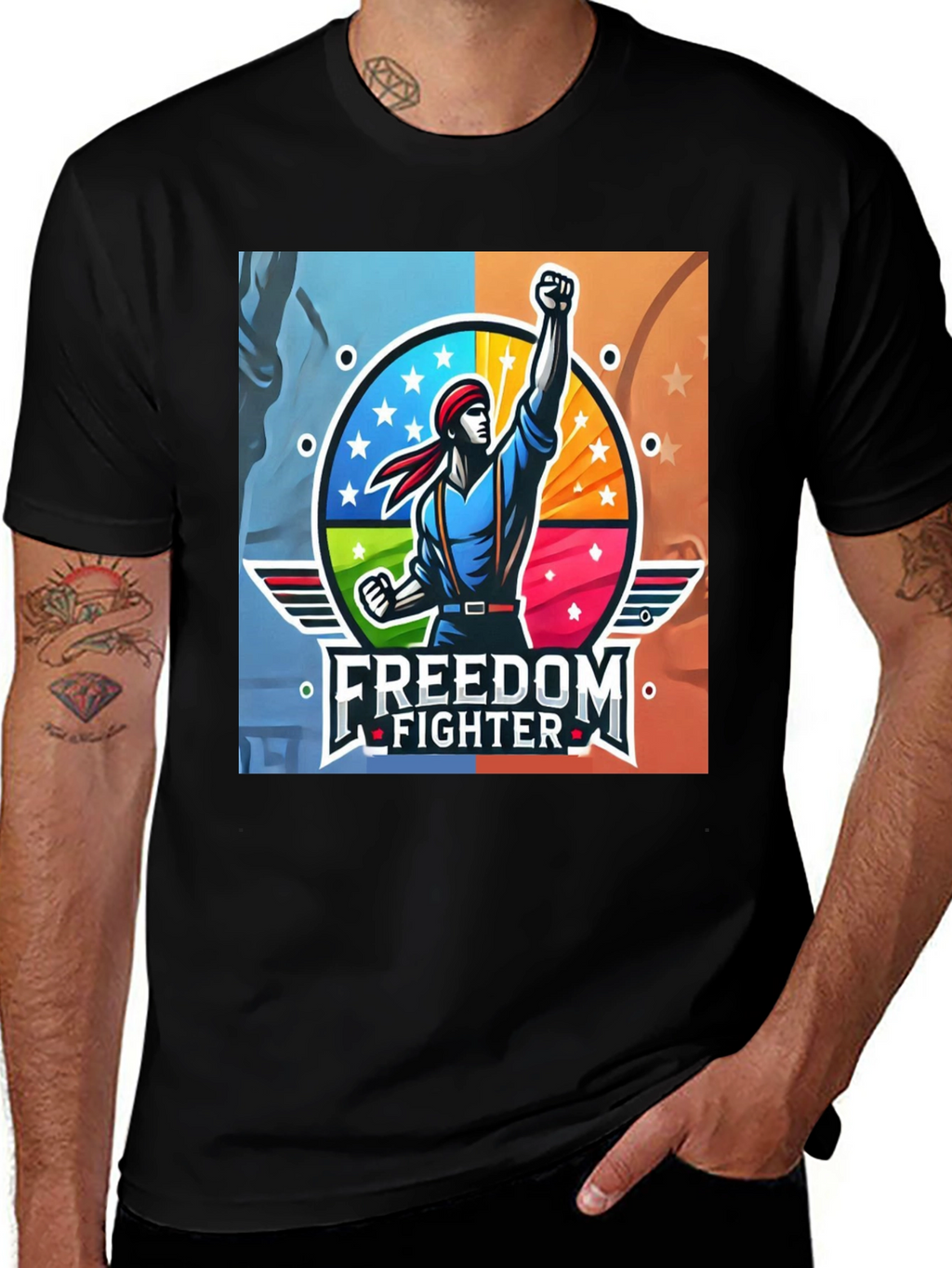 Freedom Fighter Graphic T-Shirt - Black
