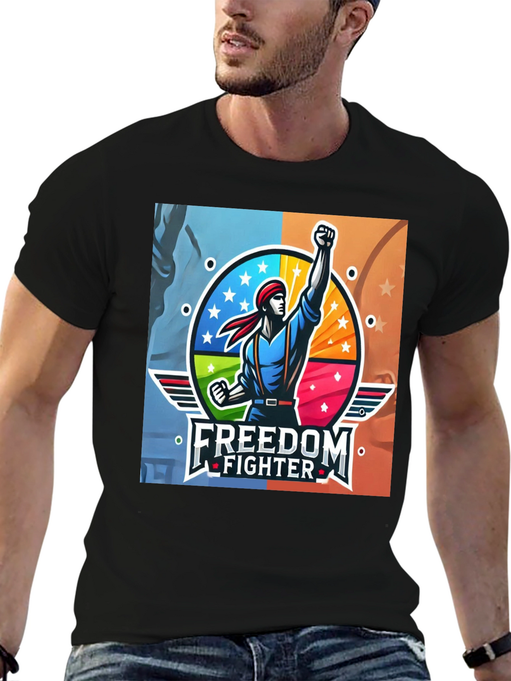 Freedom Fighter Graphic T-Shirt - Black