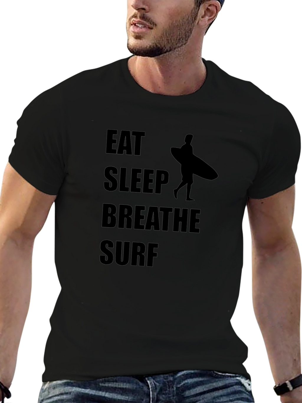 Eat Sleep Breathe Surf Black T-Shirt