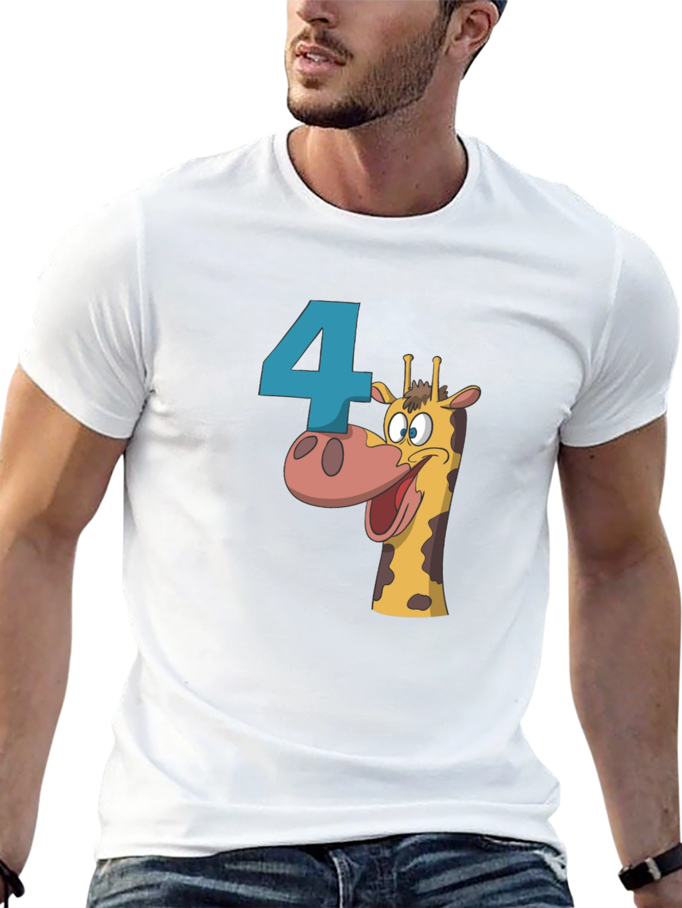 Birthday Number 4 Giraffe T-Shirt