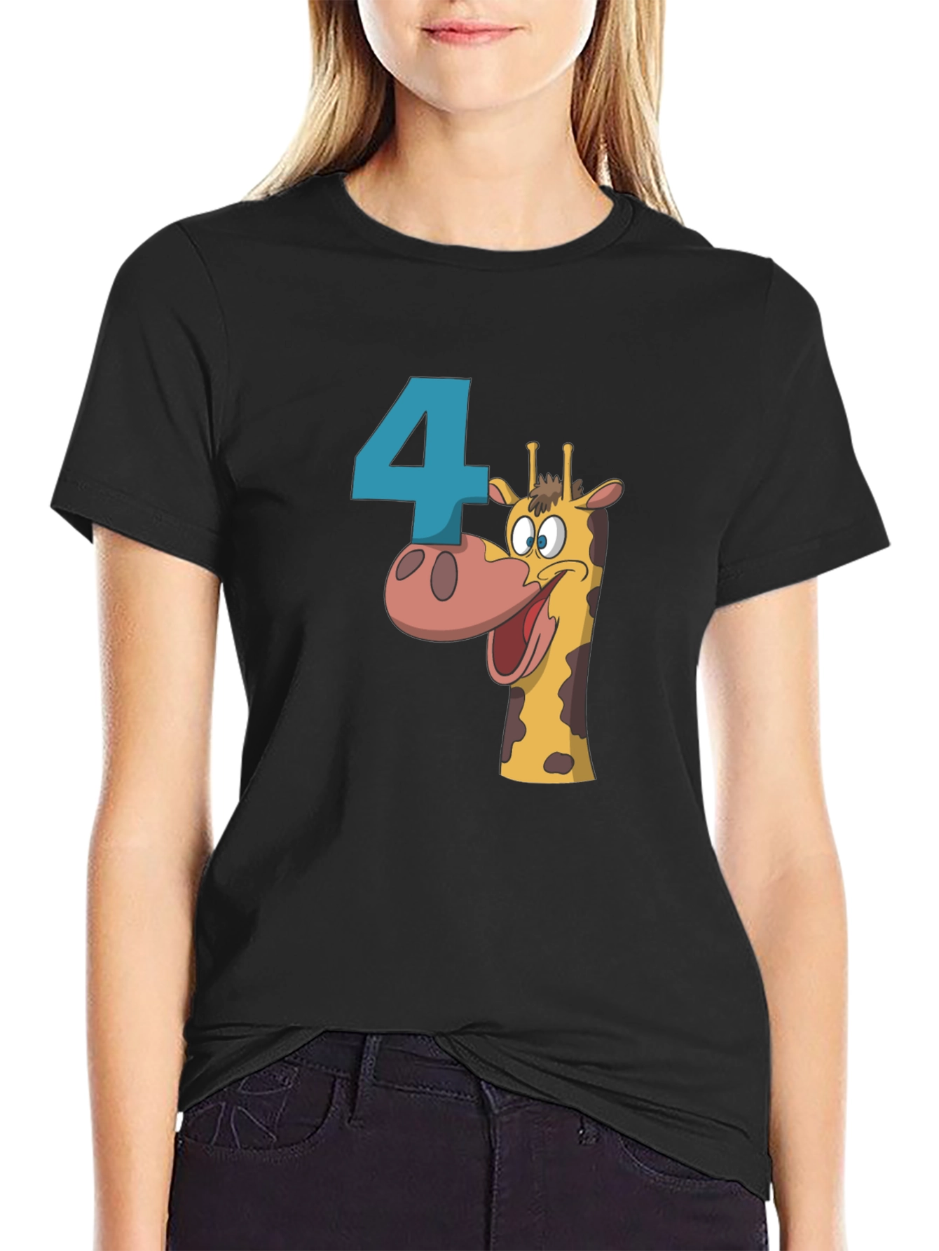 Birthday Number 4 Giraffe T-Shirt
