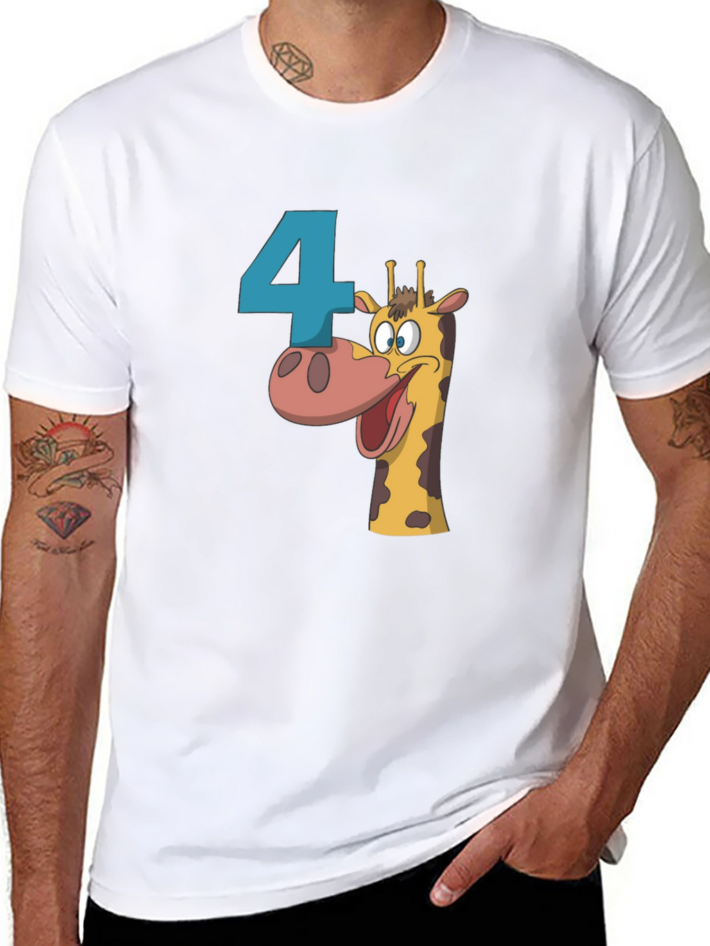 Birthday Number 4 Giraffe T-Shirt