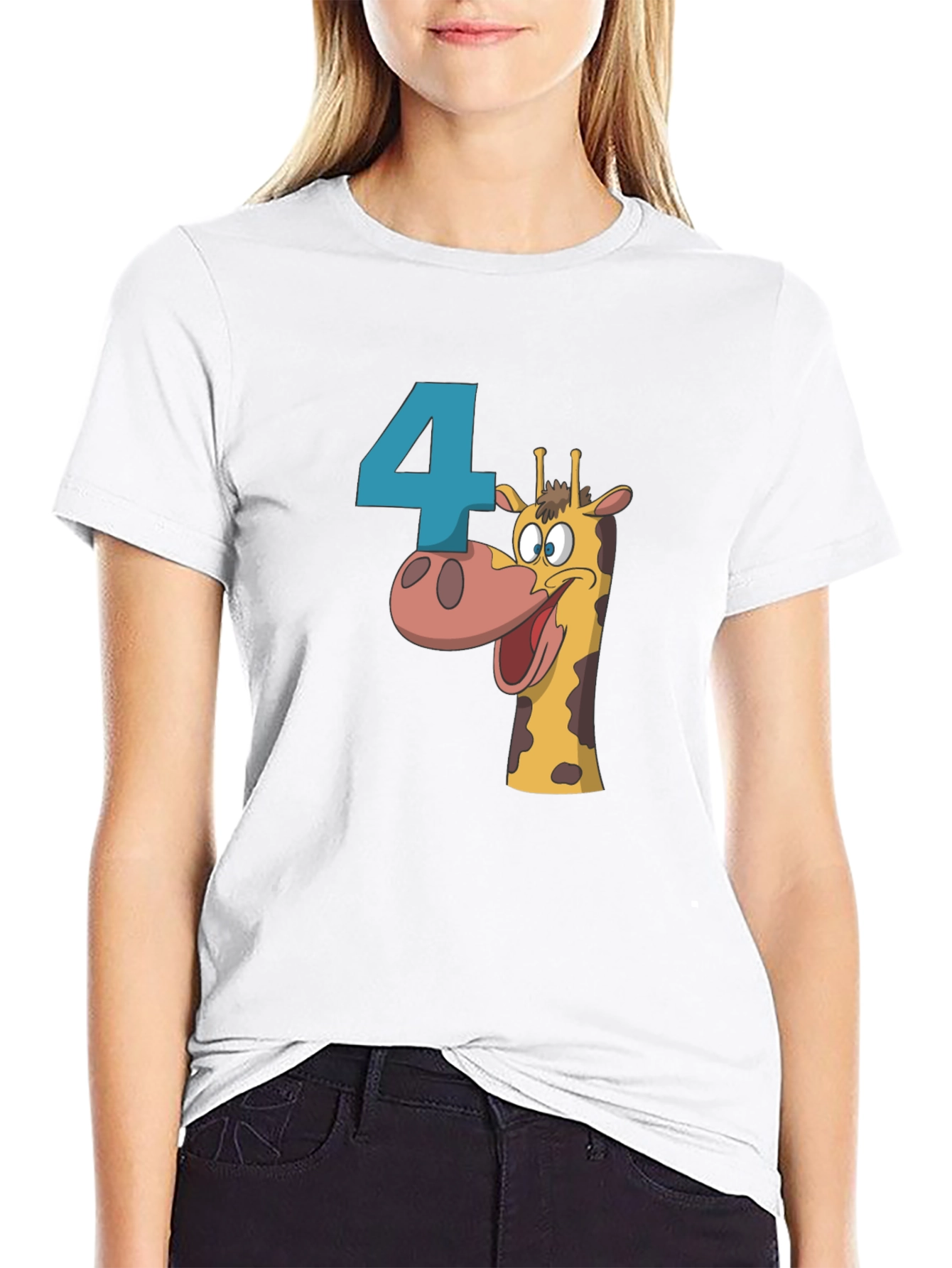 Birthday Number 4 Giraffe T-Shirt