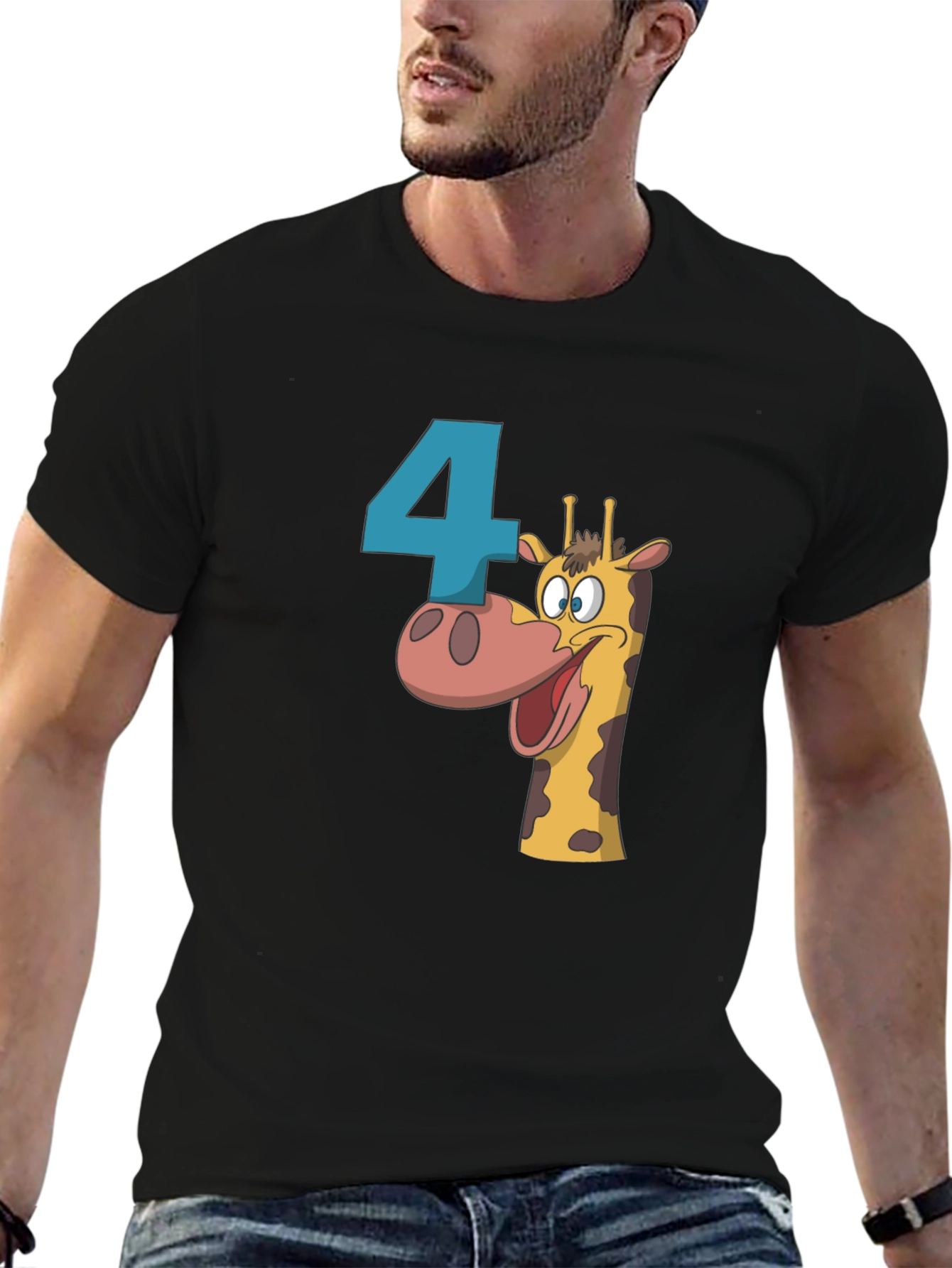 Birthday Number 4 Giraffe T-Shirt